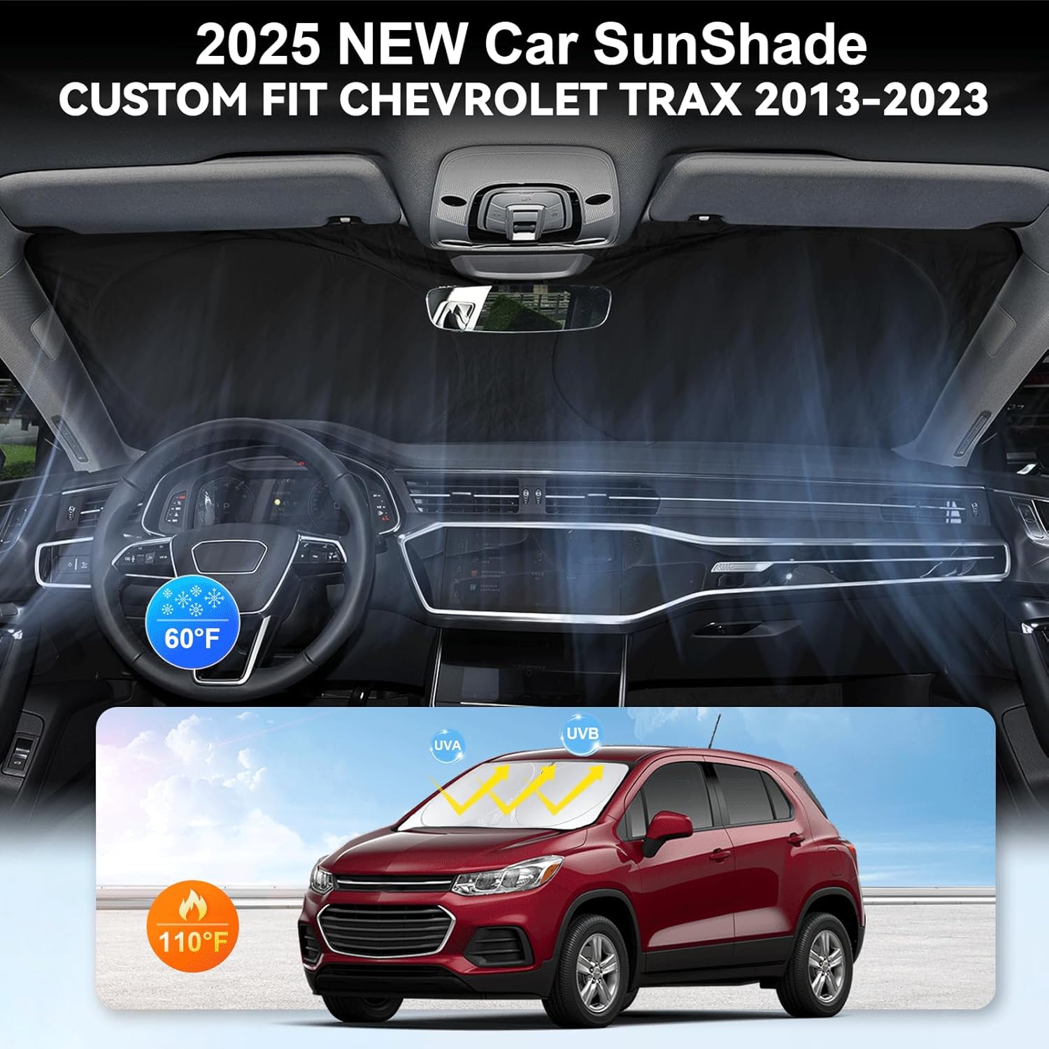 Foldable 2 Layer Windshield Sunshade for Chevy Trax 2013-2025