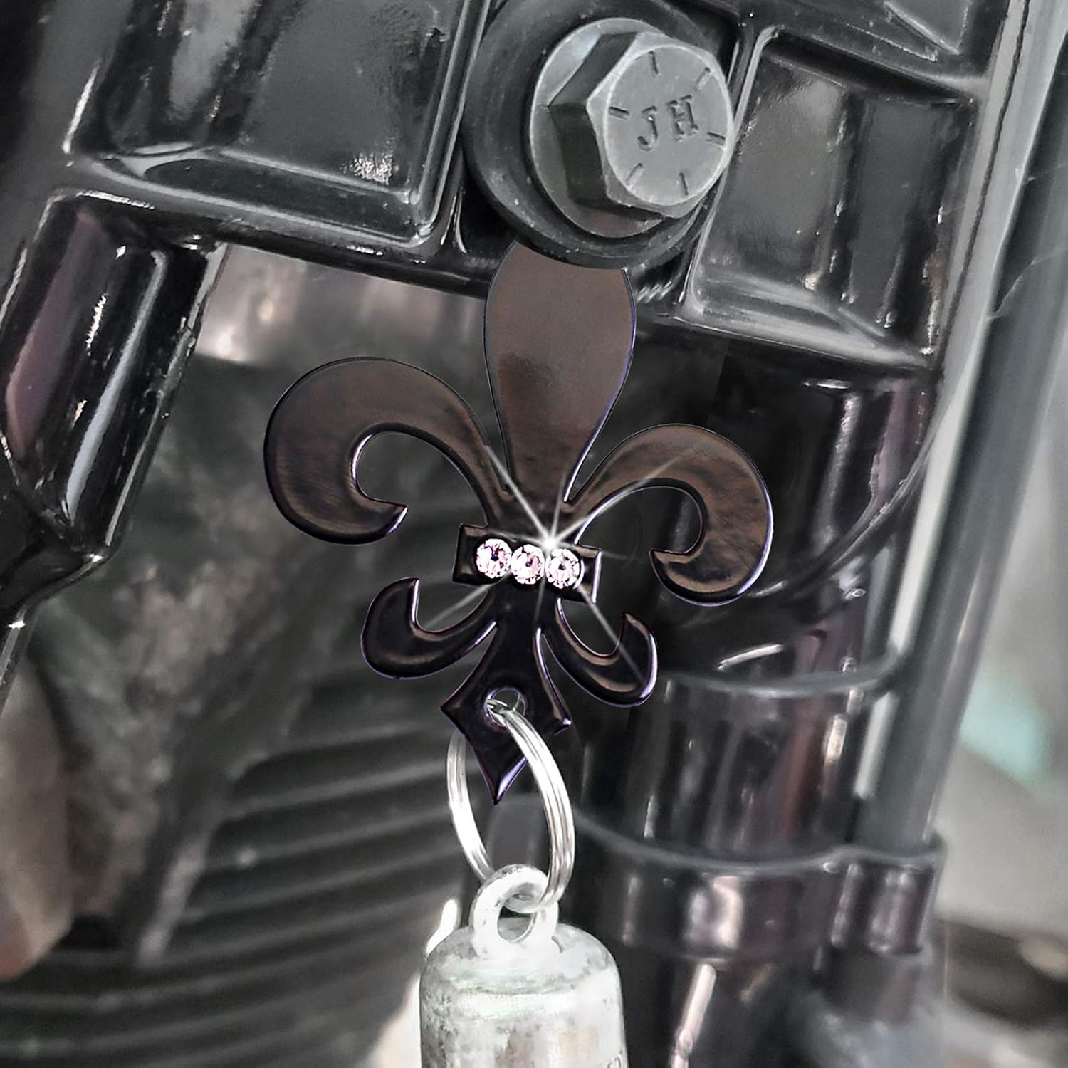 Sparkle Rider Fleur-de-lis Motorcycle Bell Hanger with Swarovski Crystals