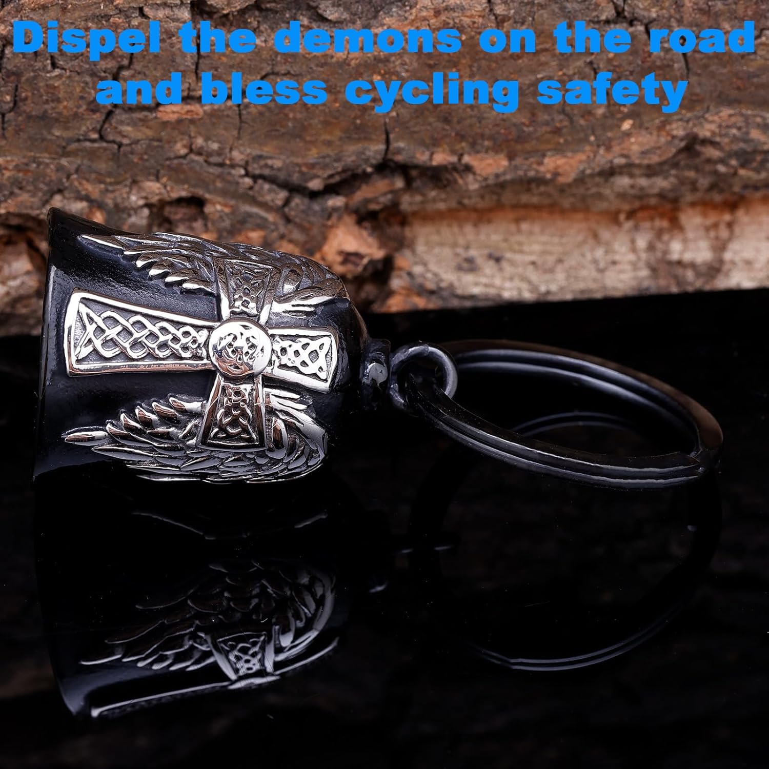 Motorcycle Bells for Men - Stainless Steel with Celtic Cross Design