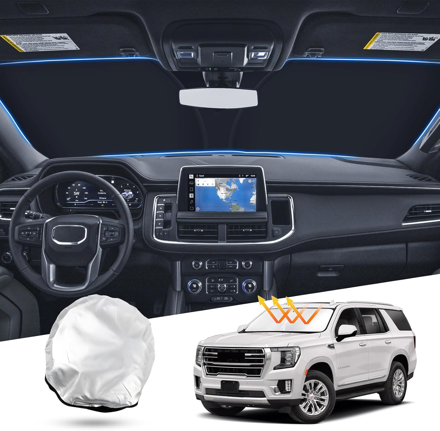 Custom Fit Windshield Sun Shade for 2021-2025 GMC Yukon XL