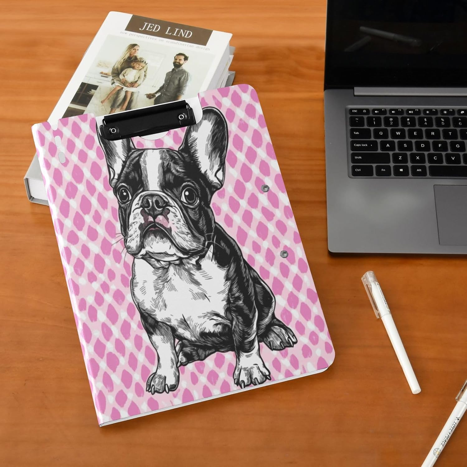 Kcldeci Foldable Clipboard with Pen Holder and Dual Clips