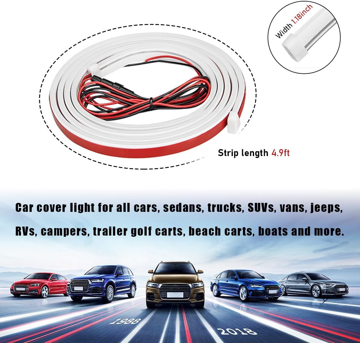 59 Inch Car Hood LED Light Strip with Dynamic Scan Effect