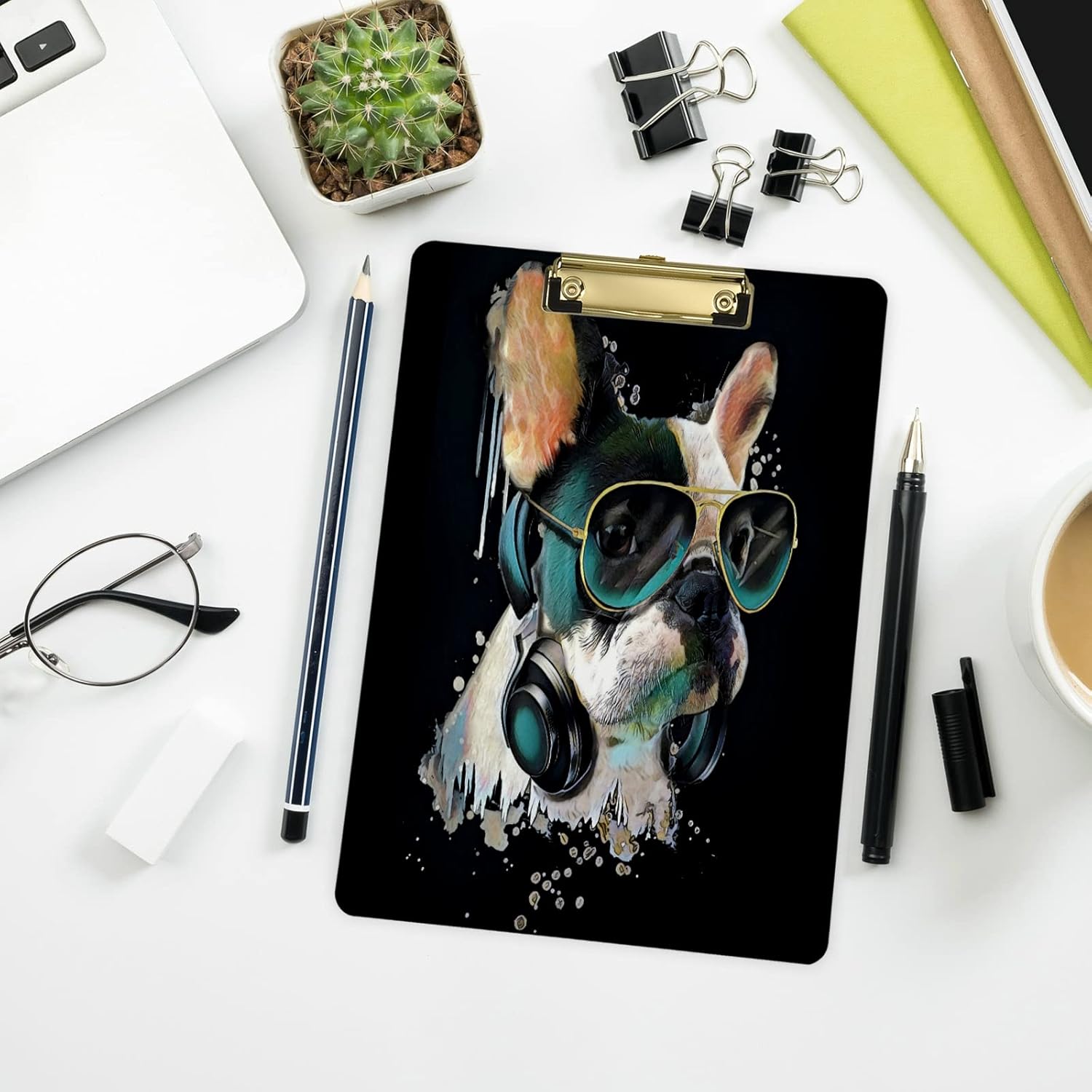 Eionryn French Bulldog Clipboard A4 Size Silver
