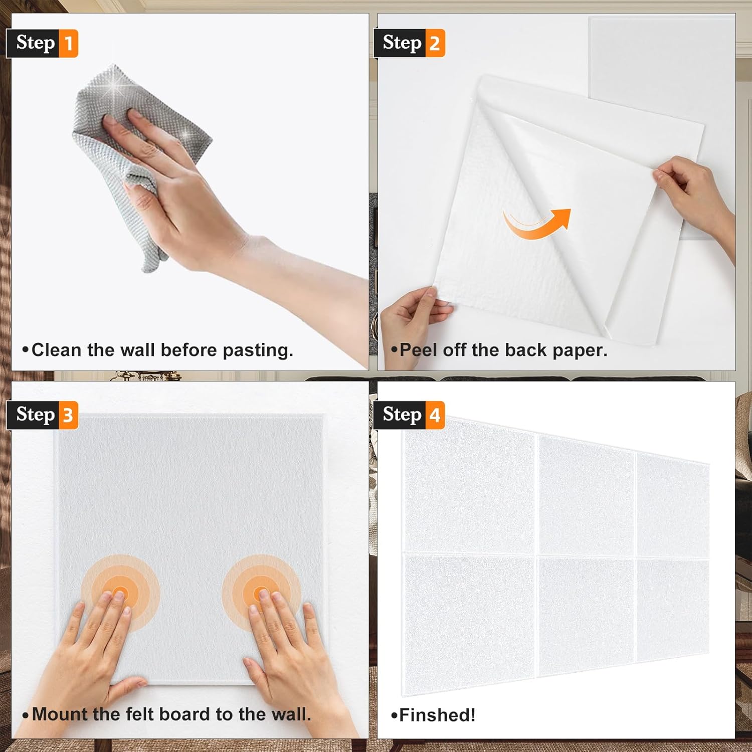 VANCORE 6 Pack Felt Bulletin Boards with Push Pins