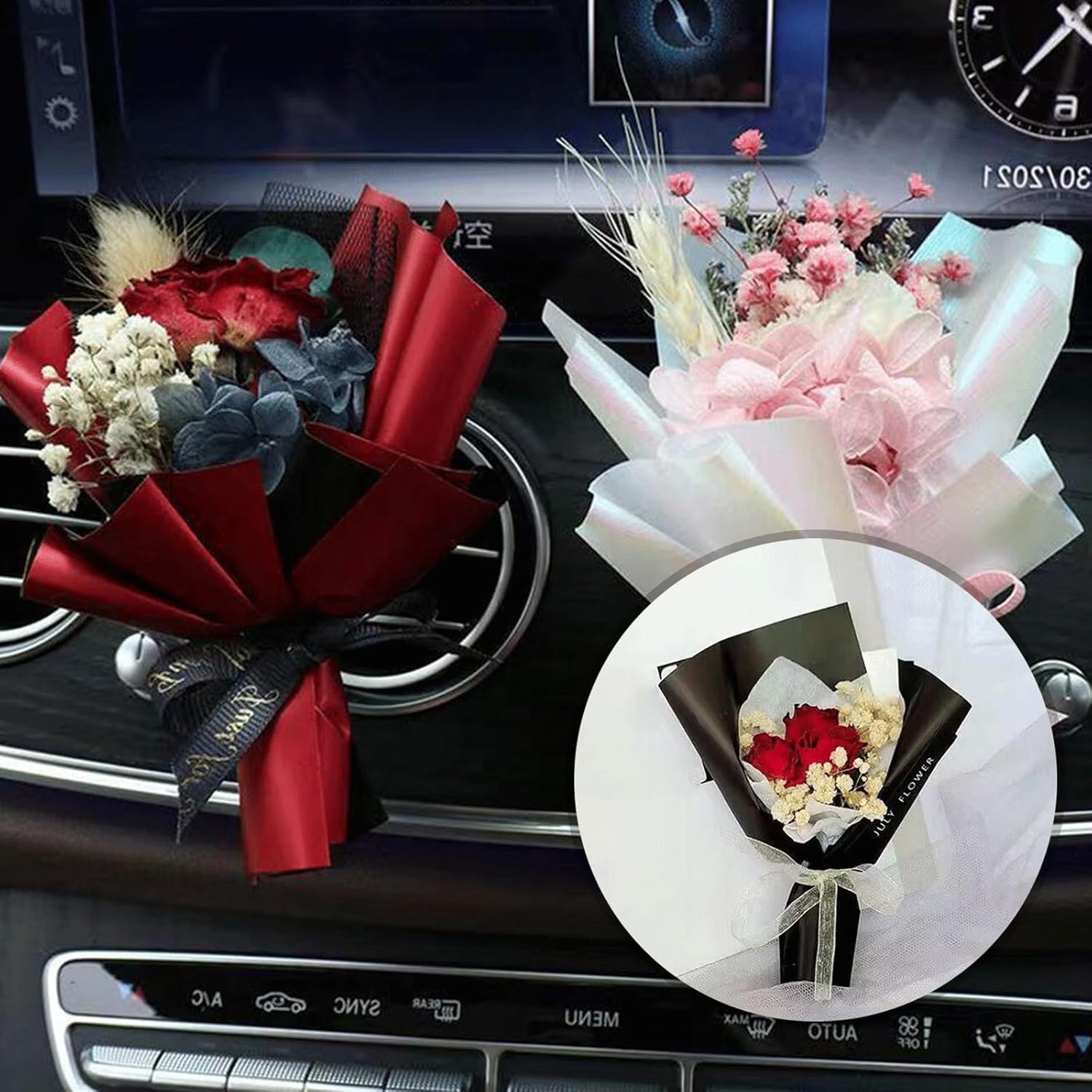 3PCS Mini Dried Flower Bouquet Car Air Freshener