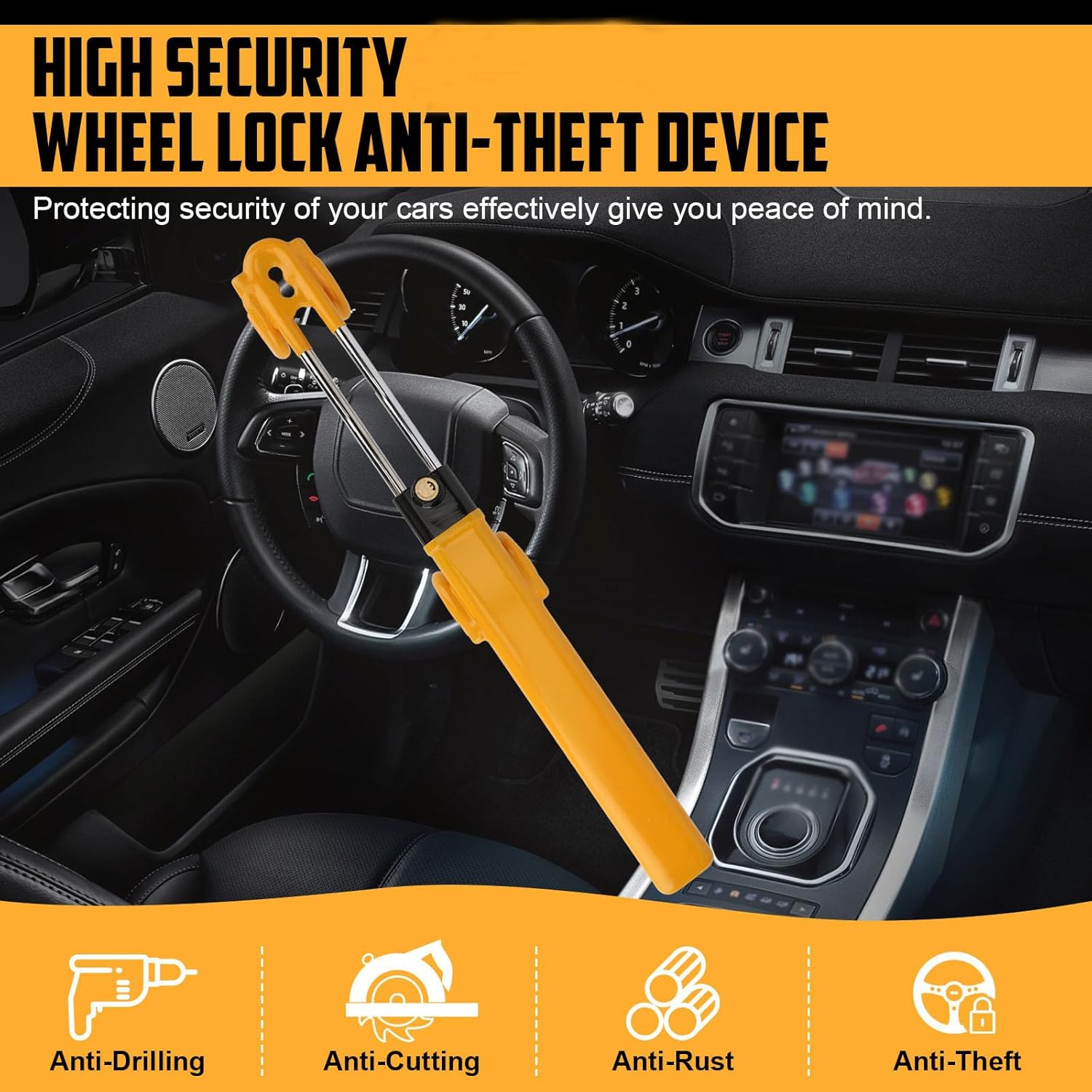TIPHOPE Heavy Duty Car Steering Lock Anti-Theft Device