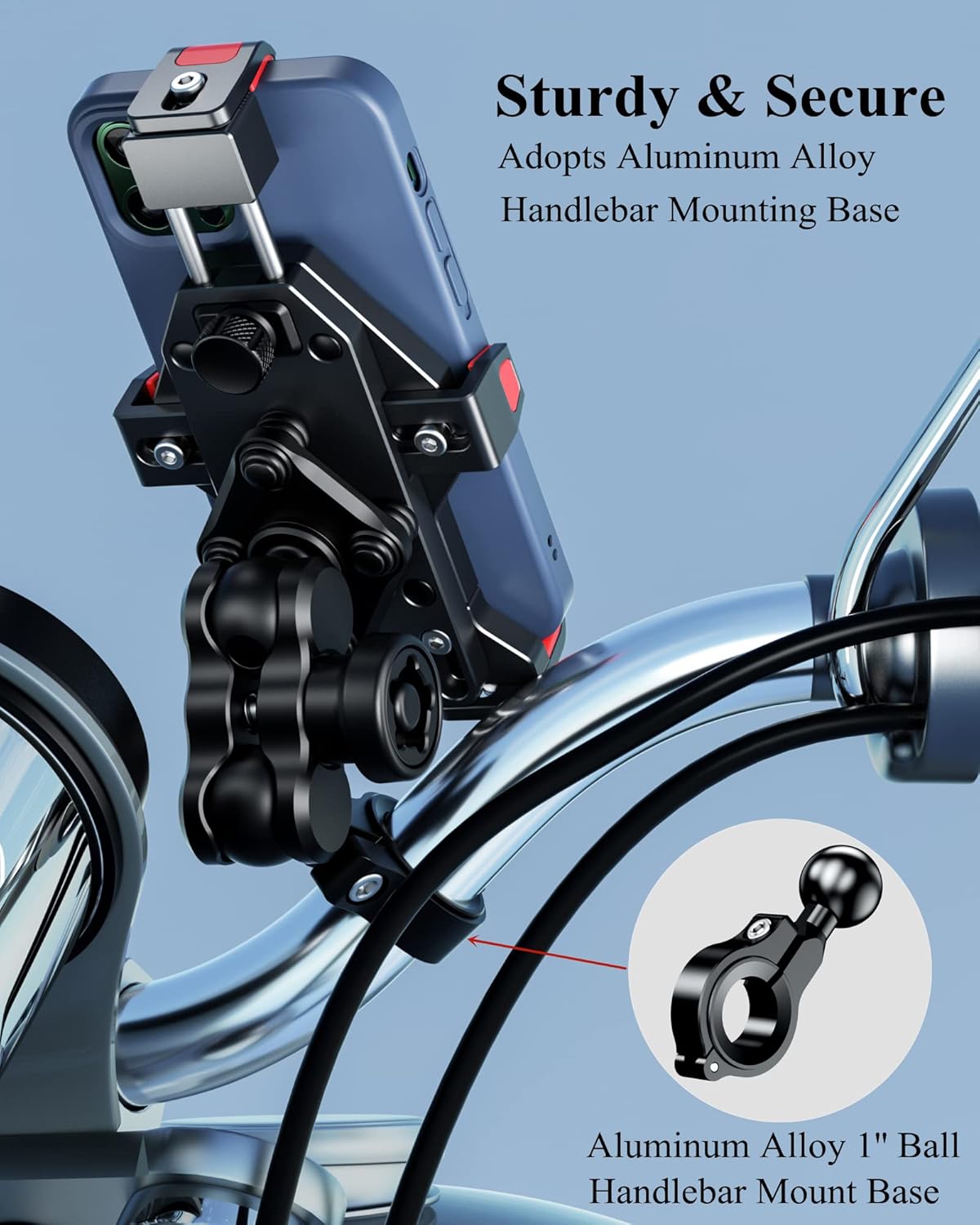 BRCOVAN Motorcycle Phone Mount with Secure Lock and Vibration Dampener