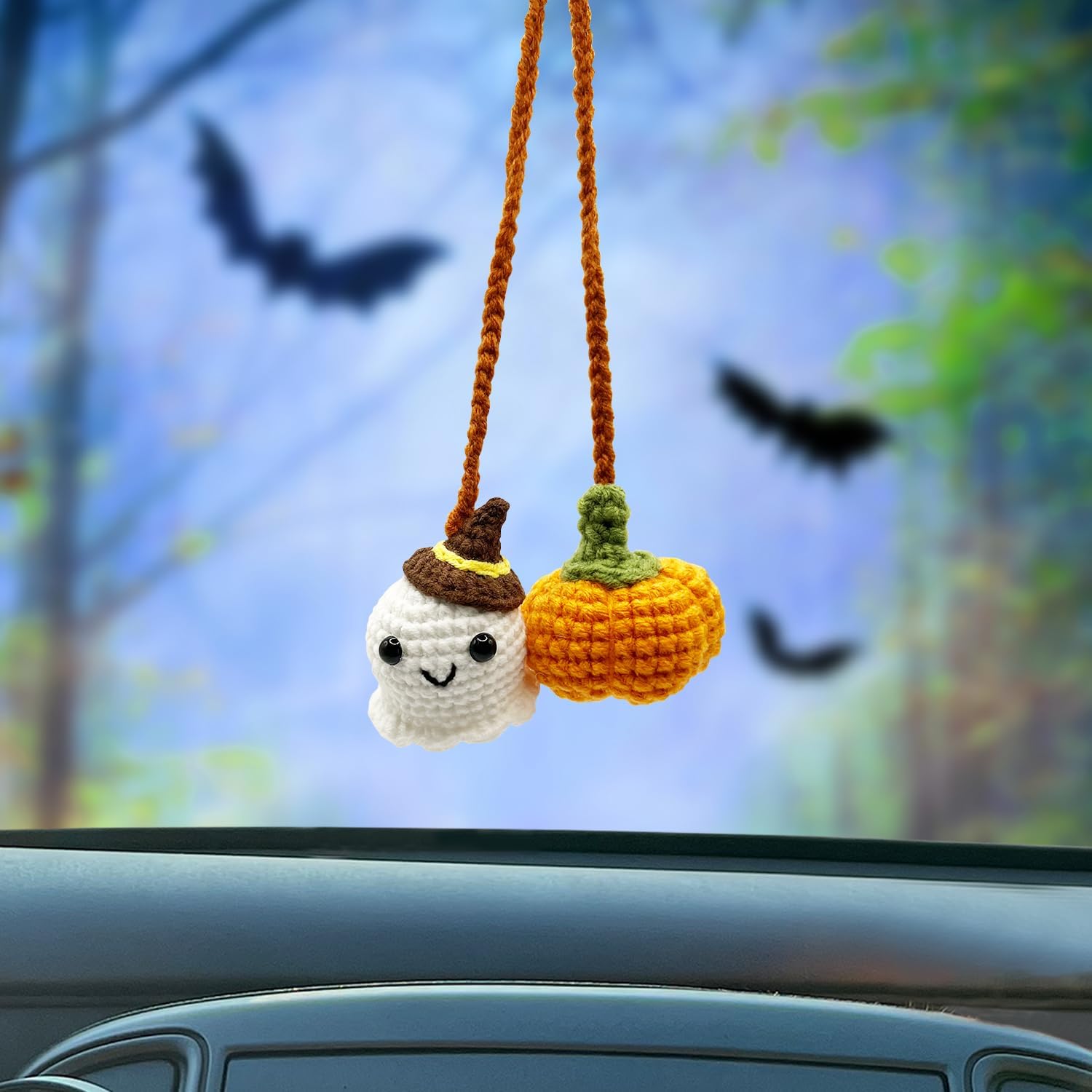 Crochet Car Mirror Halloween Accessories for Women and Teen