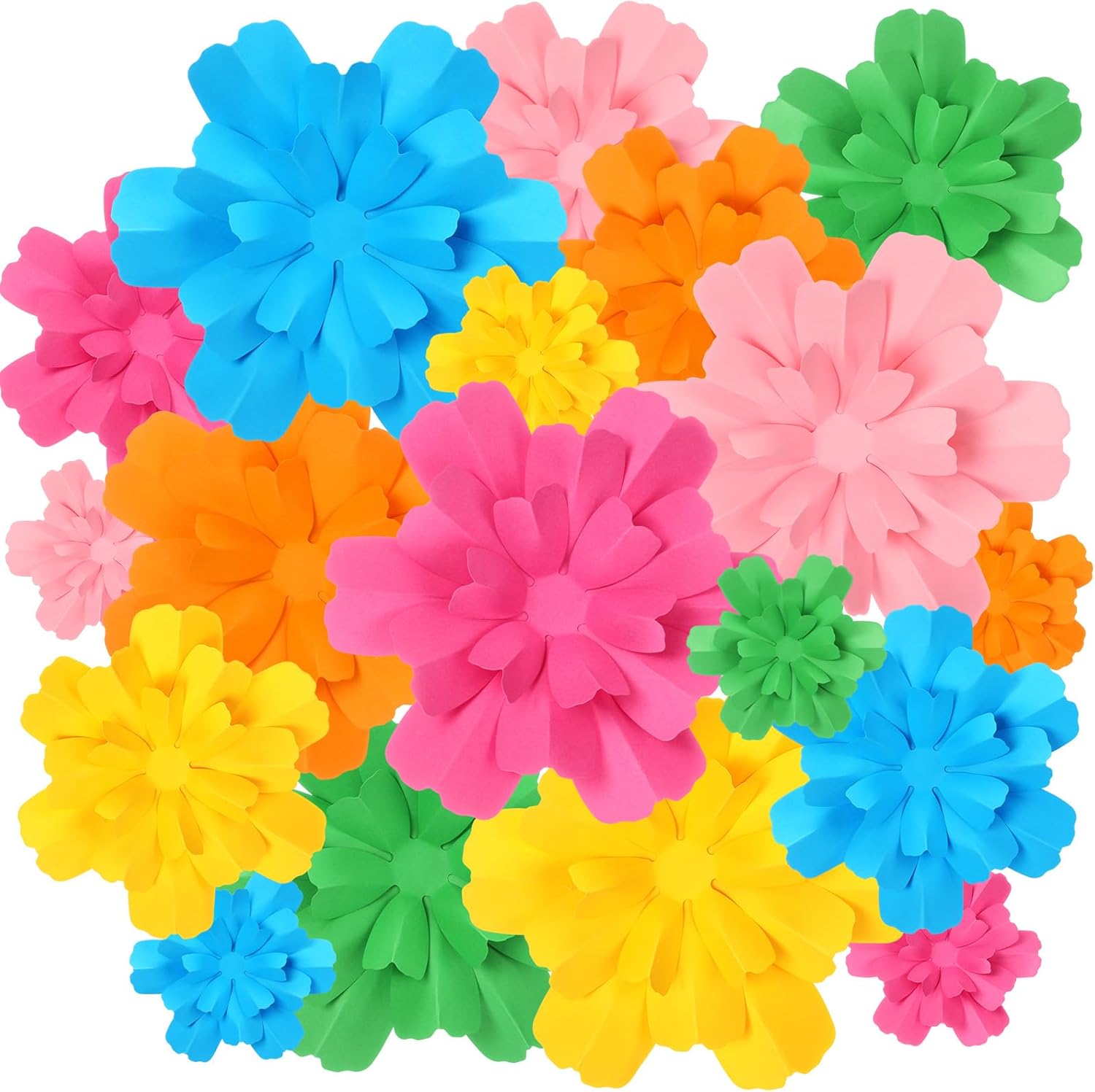 18 Pcs Fluted Paper Flowers Wall Decor 3D DIY