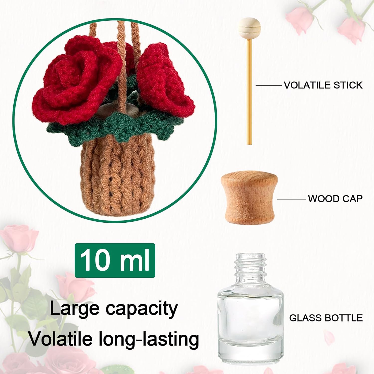 Mevolf Crochet Air Freshener with Cute Potted Plants