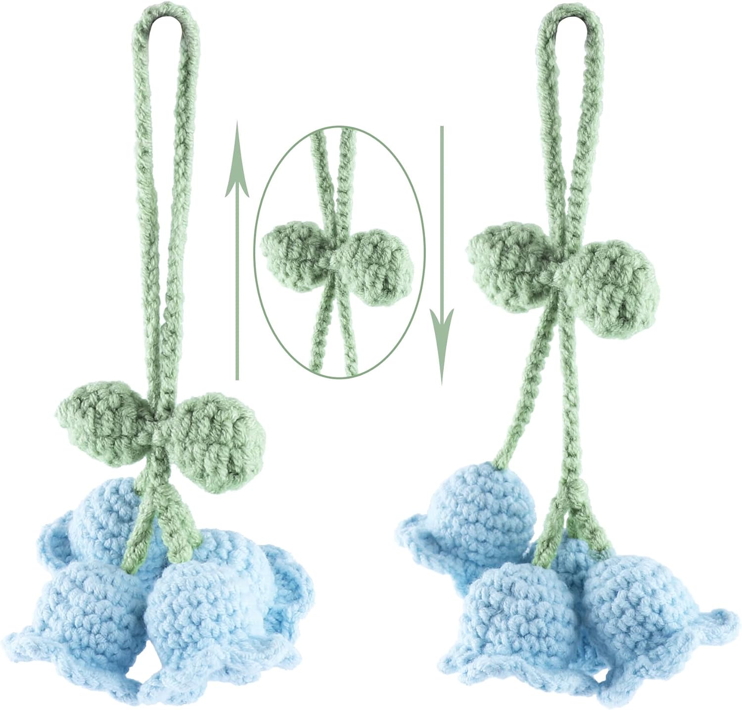 Mirror Hanging Car Keychain Cute Lily of the Valley Blue