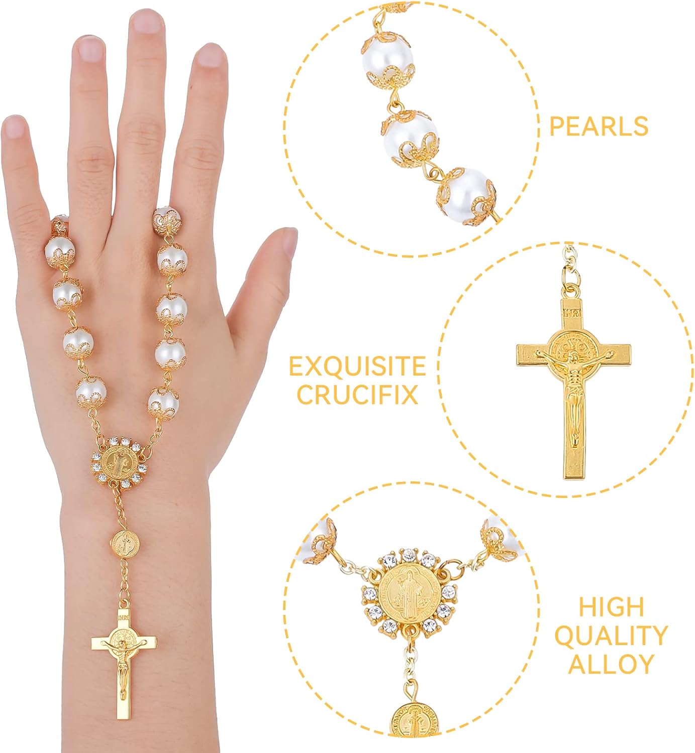 Cobee Car Rosary Set for Rearview Mirror Gold