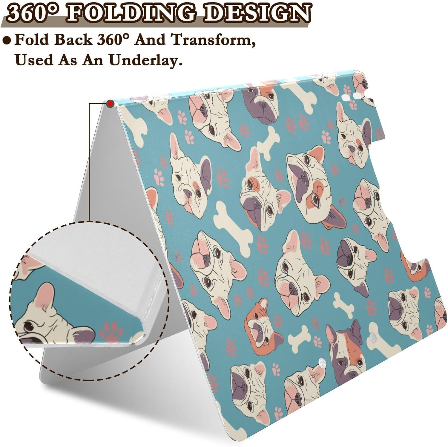 French Bulldog A4 Foldable Clipboard Folder with 360 Degree Design