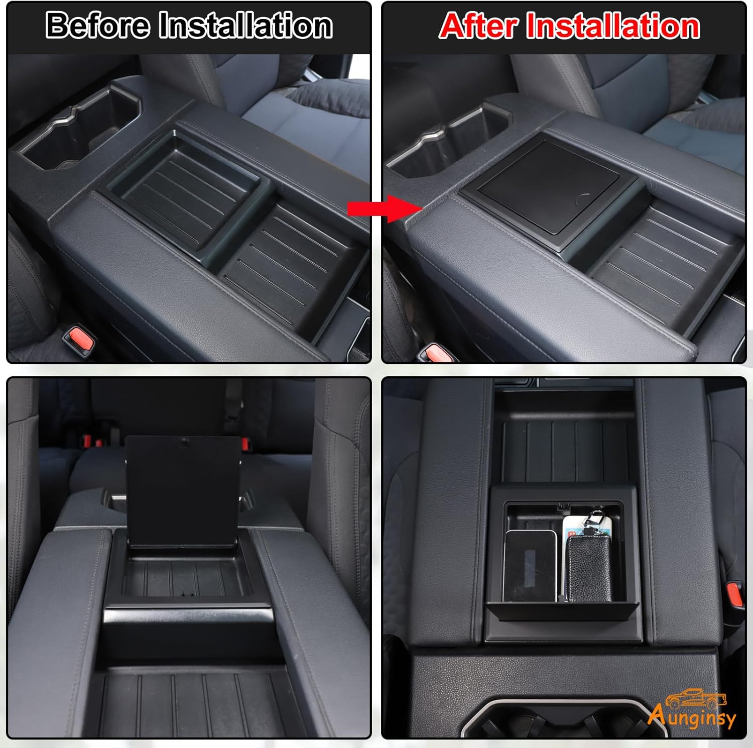 Aunginsy Armrest Storage Box Cover for Toyota Tundra 2022-2025