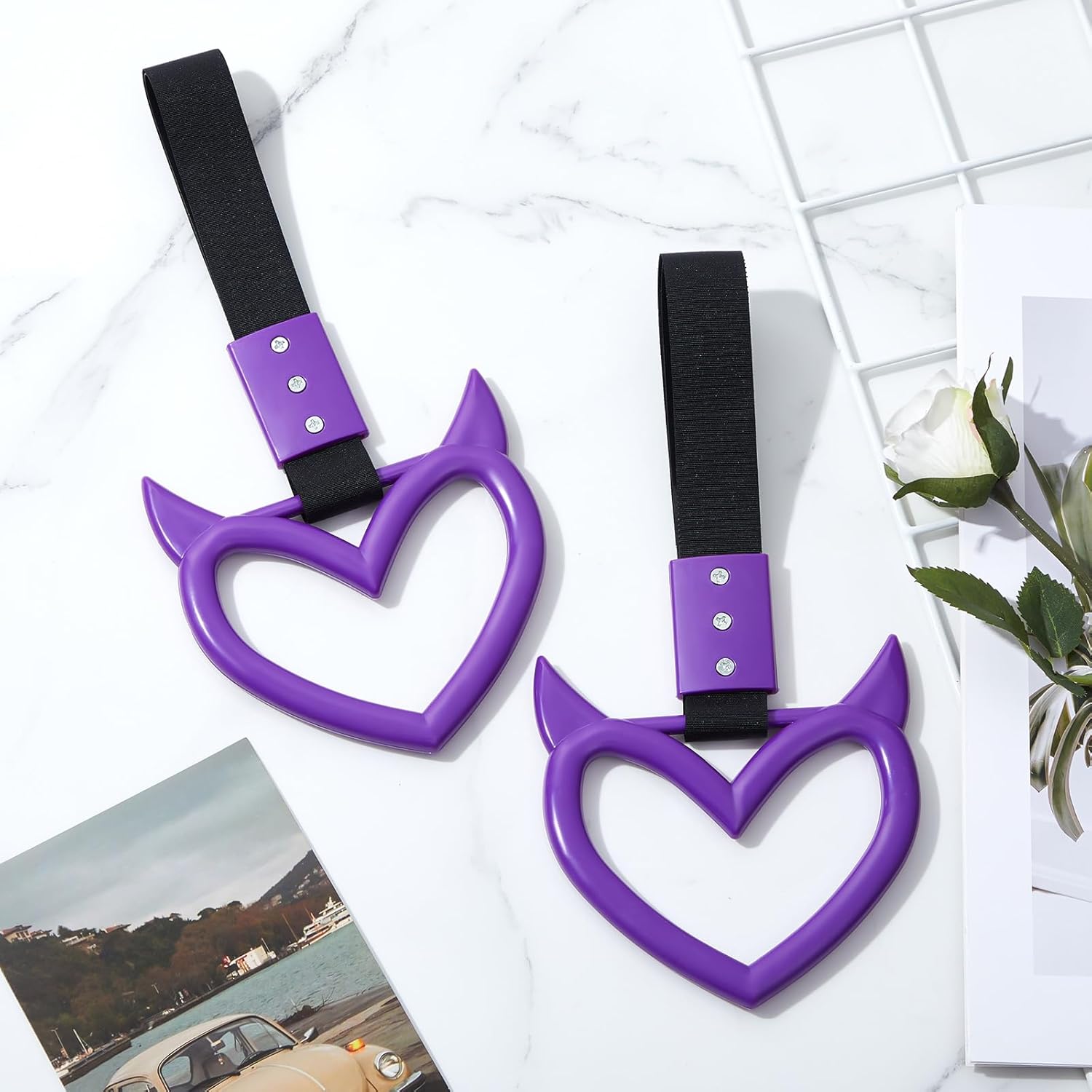 Fabbay 2 Piece Devil Heart Keychain Car Accessory