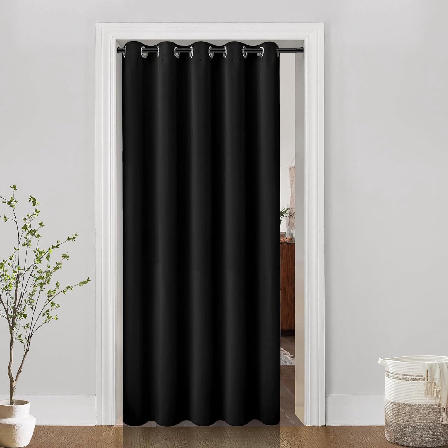 PANELSBURG 80 Inch Floor Length Sliding Curtains Black