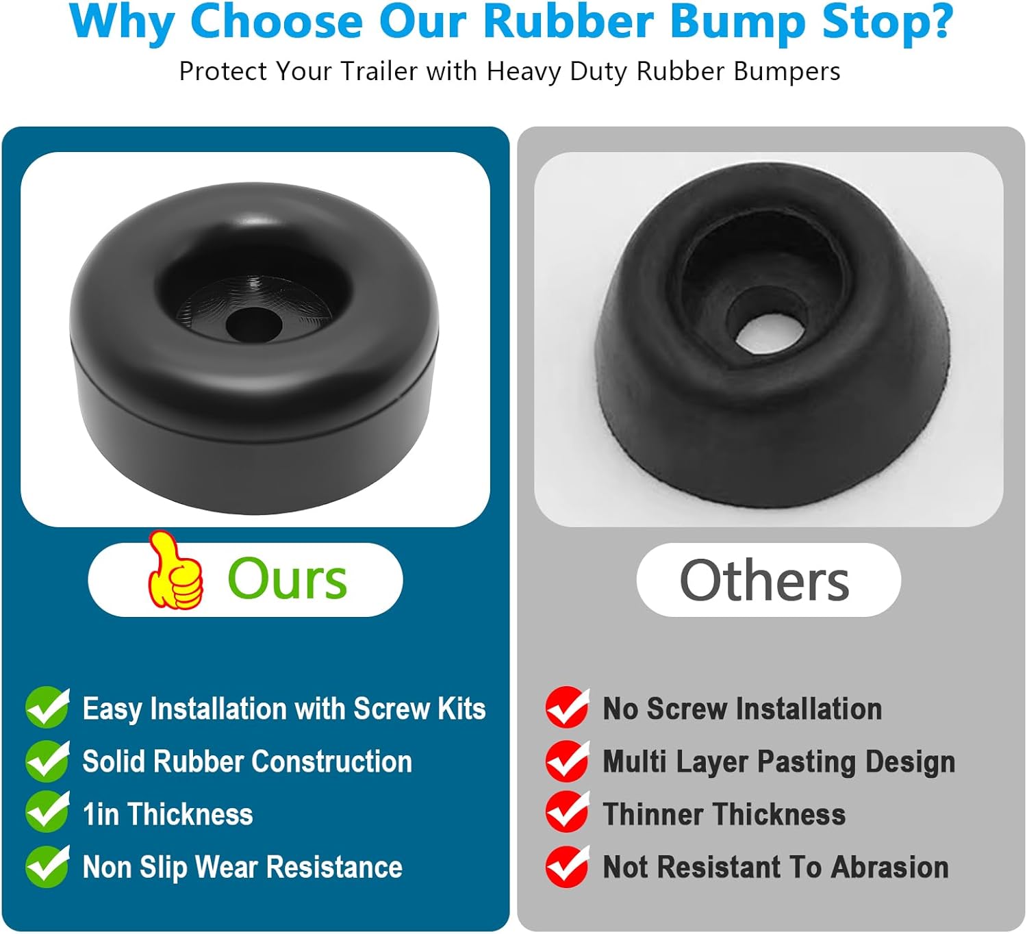 Trailer Ramp Door Rubber Bumpers 4-Pack with Screw Kit