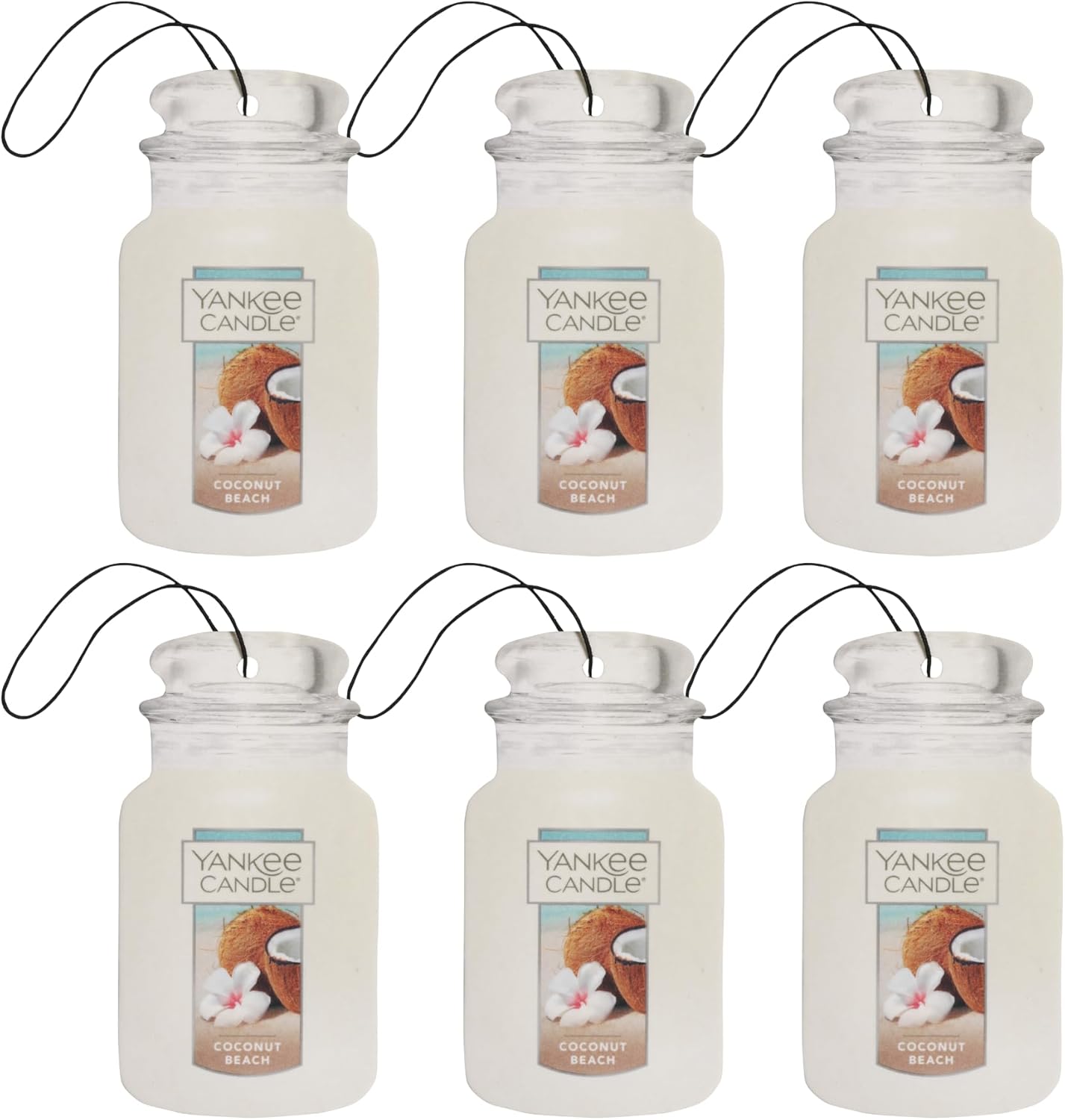 Yankee Candle Car Jar Paper Coconut Beach 1 CT Pack of 6