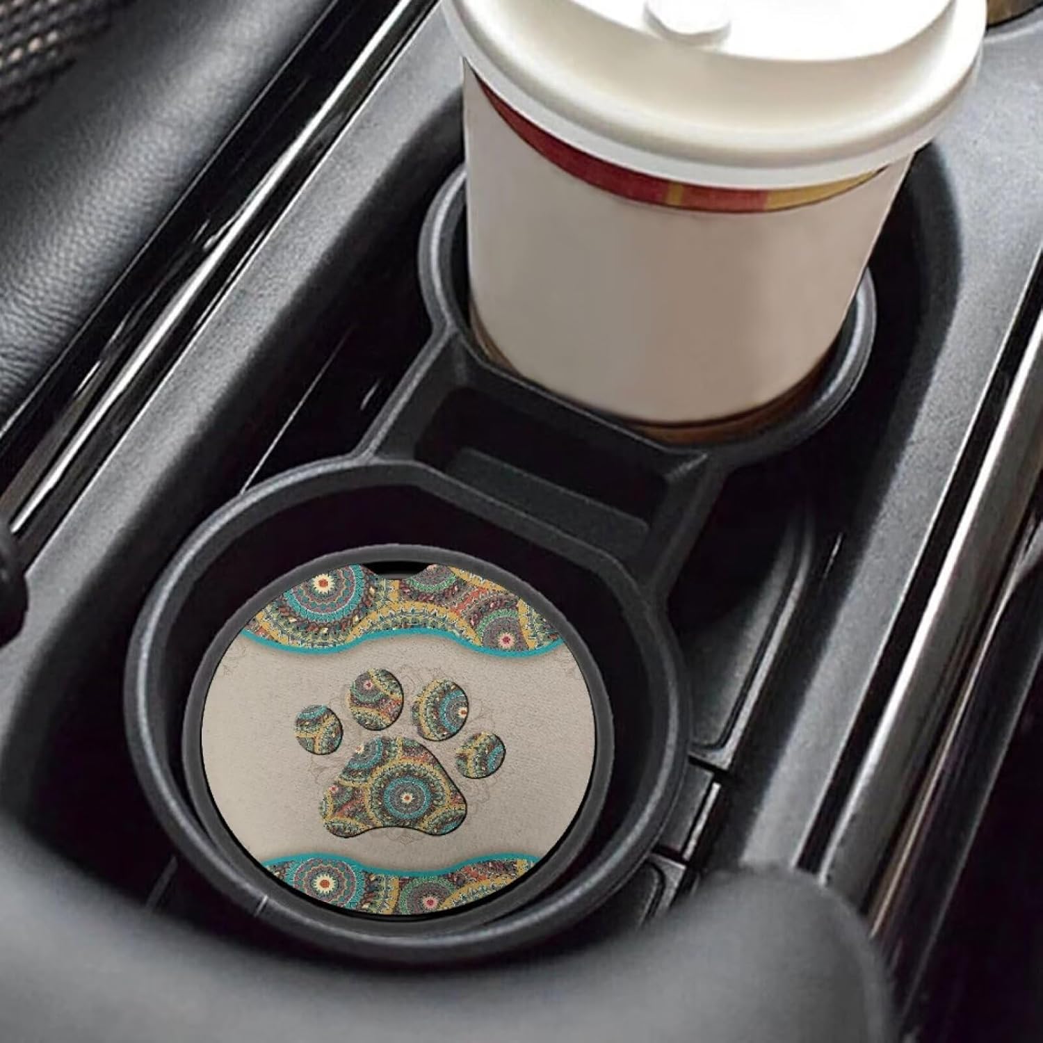 Boho Dog Paw Non-Slip Car Coaster Mat - 28 Inch