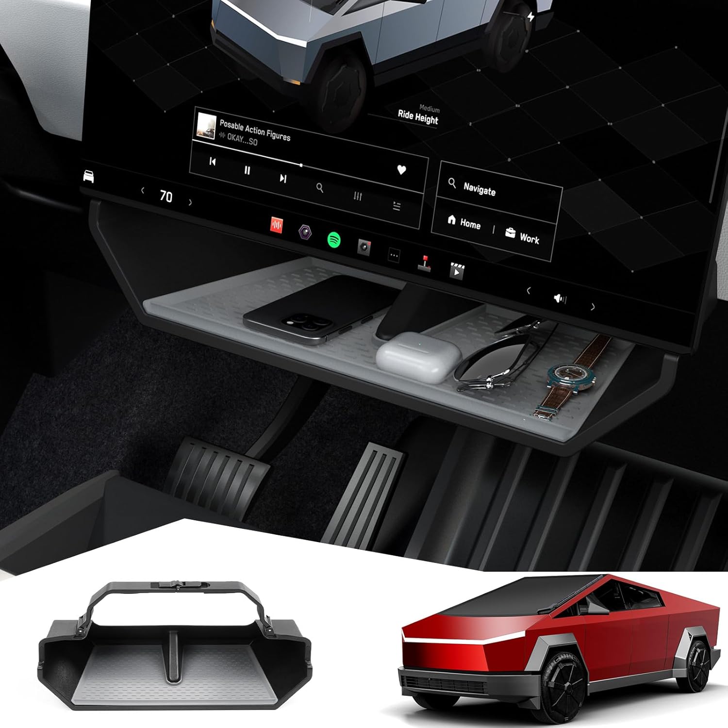 Under Screen Storage Box for Tesla Cybertruck 2024