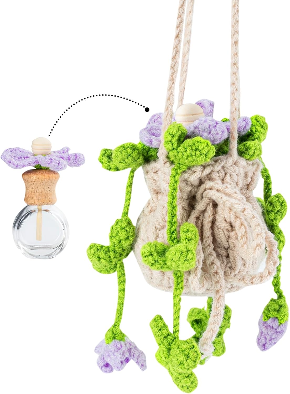 Purple Flowers Crochet Car Air Freshener