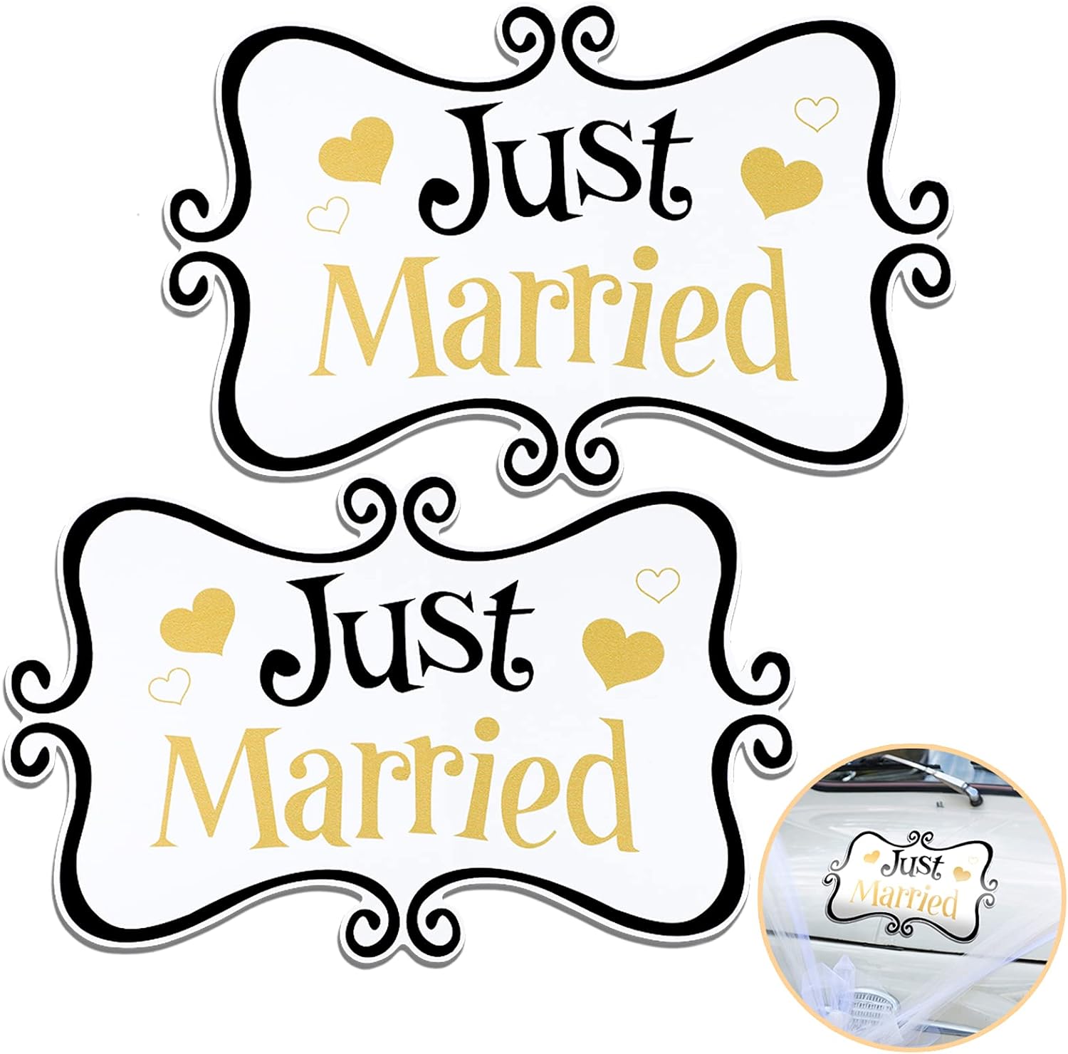 Flutesan 2 Pcs Just Married Car Magnets