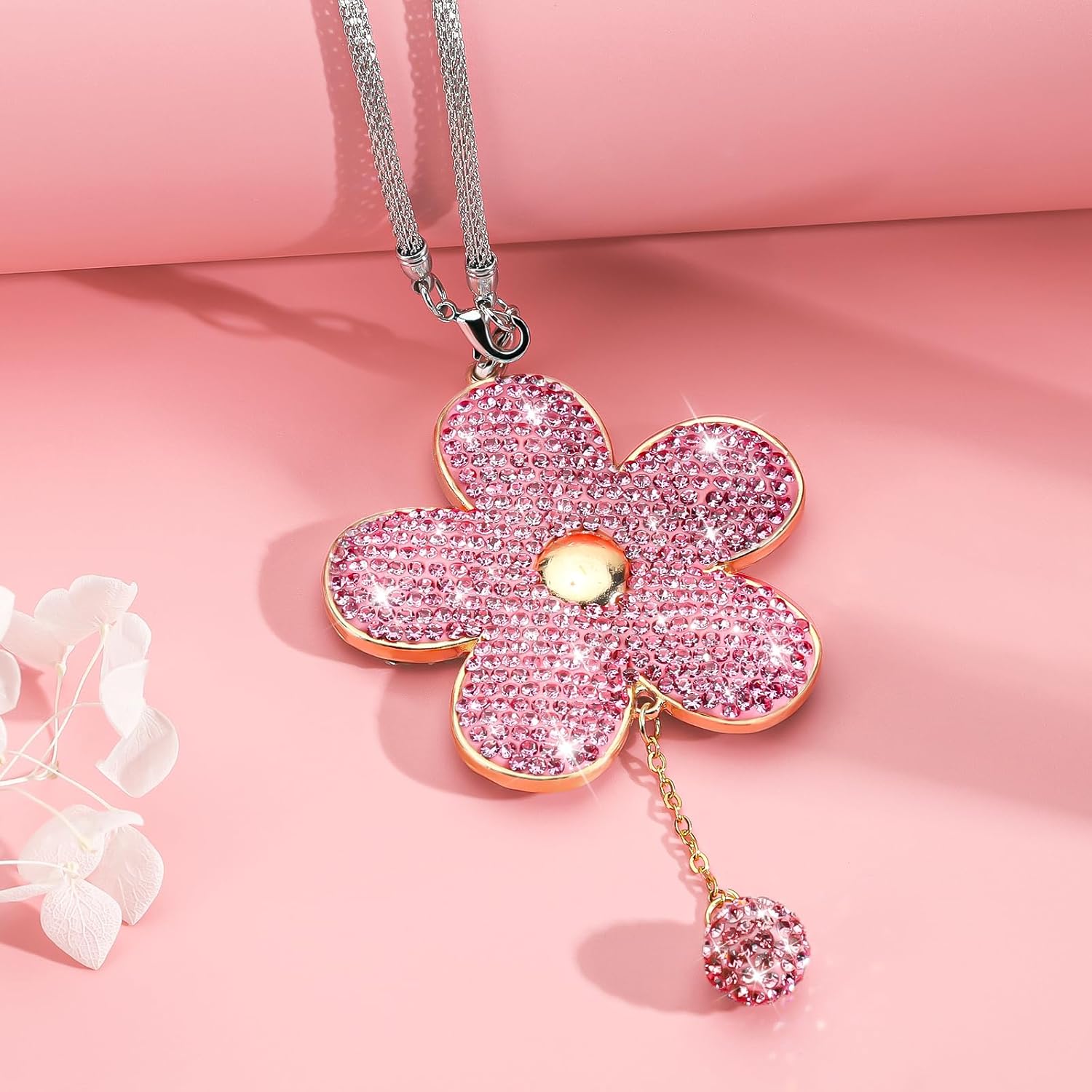 Soleebee Pink Crystal Rhinestone Car Hanging Ornament