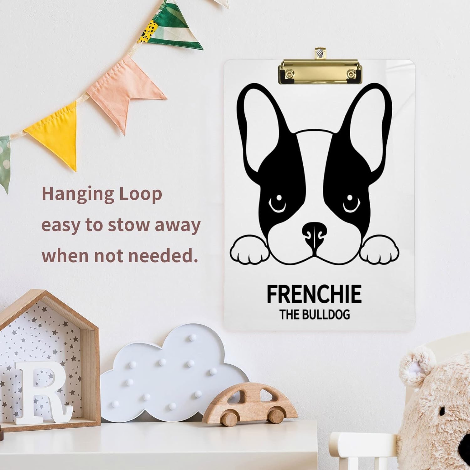 Eionryn Cute French Bulldog Clipboard Silver A4 Size