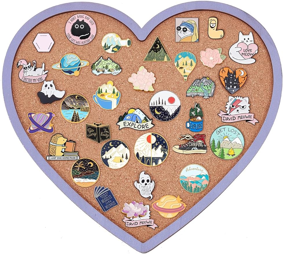 BENECREAT Purple Heart Pin Cork Board Bulletin Display