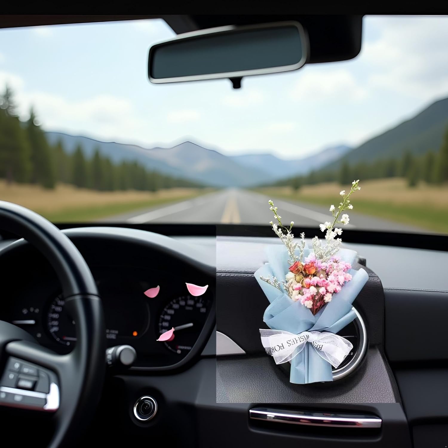 Blue Mini Dried Flower Car Air Freshener Vent Clip