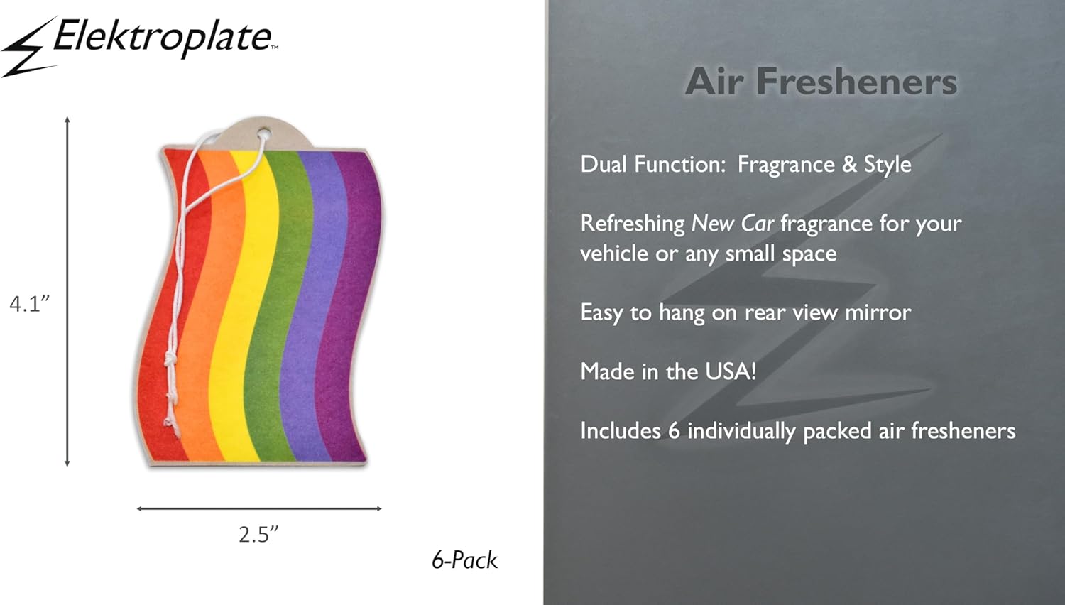Rainbow Rides Pride Wavy Flag Air Freshener 6-Pack