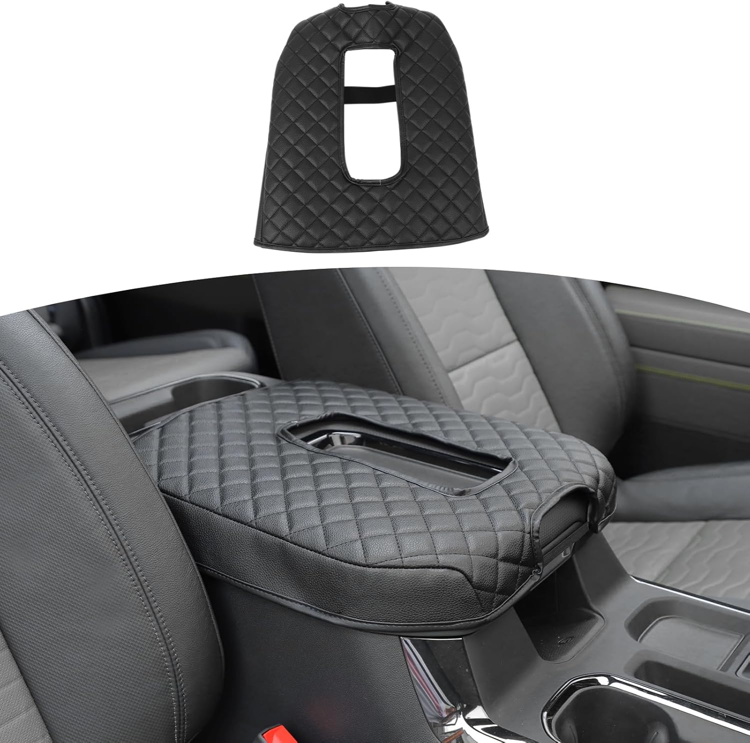 RT-TCZ Black Center Console Armrest Pad for Chevy Silverado 2019 Up