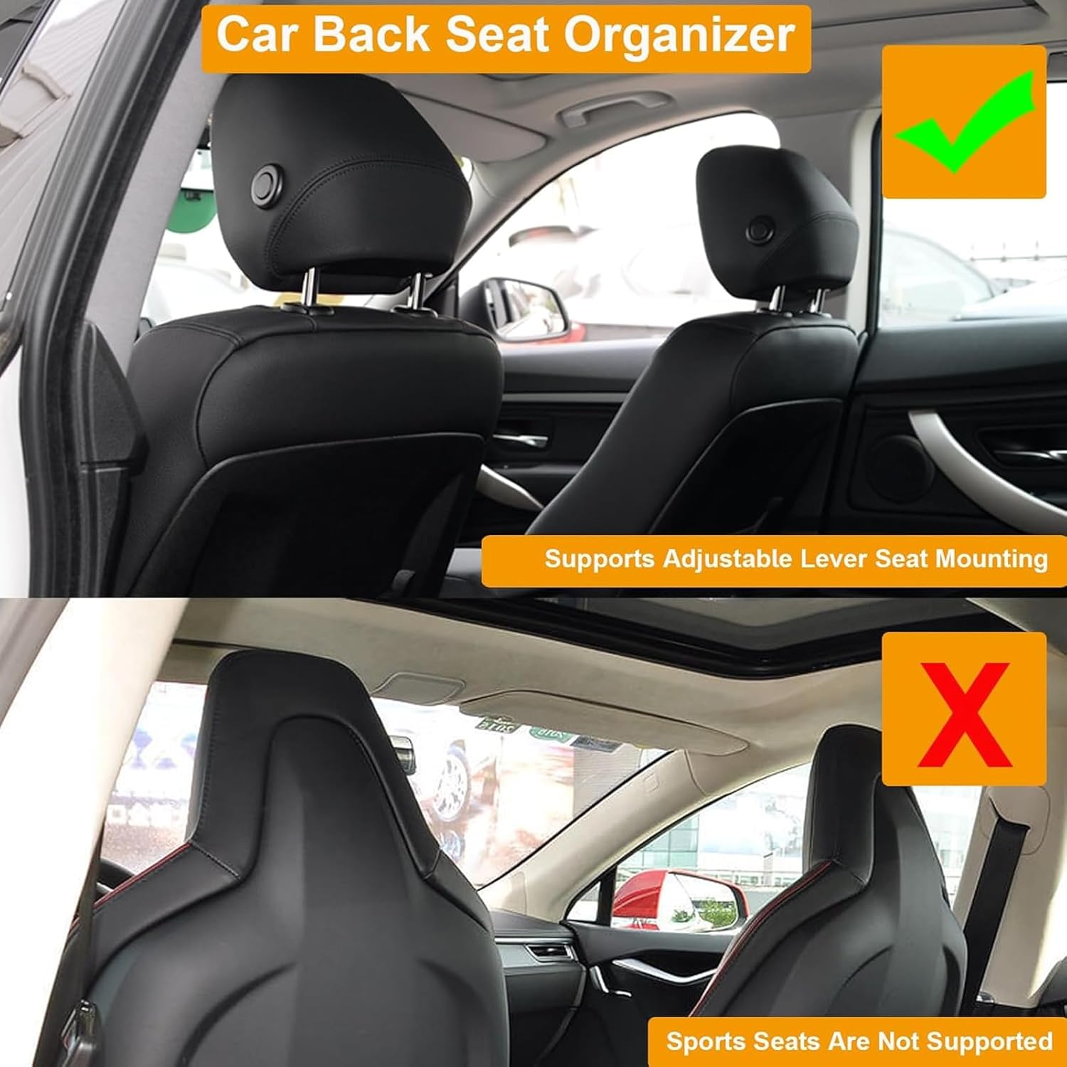 Car Headrest Back Seat Organizer with Cup Holder and Tissue Box