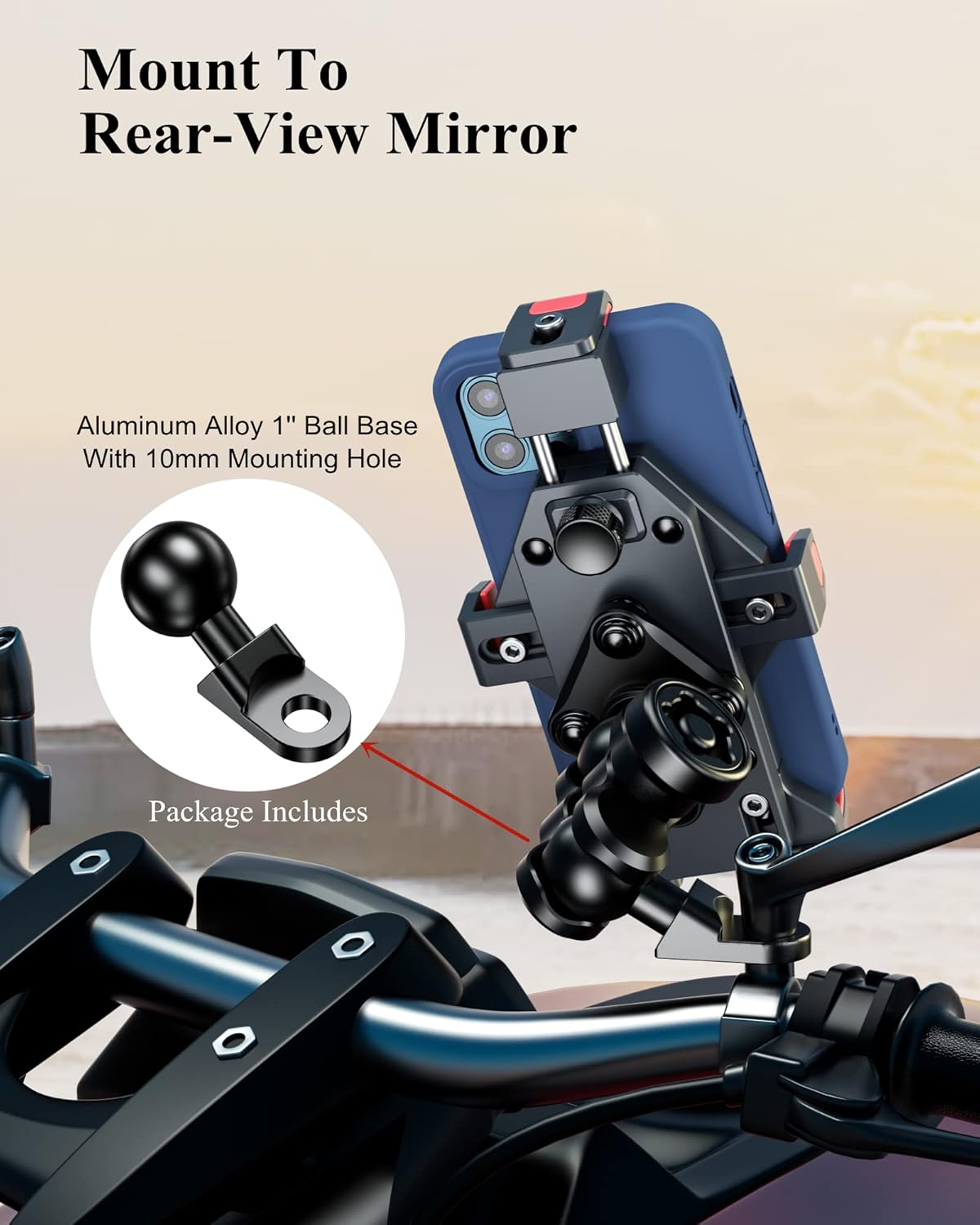 BRCOVAN Motorcycle Phone Mount with Secure Lock and Vibration Dampener