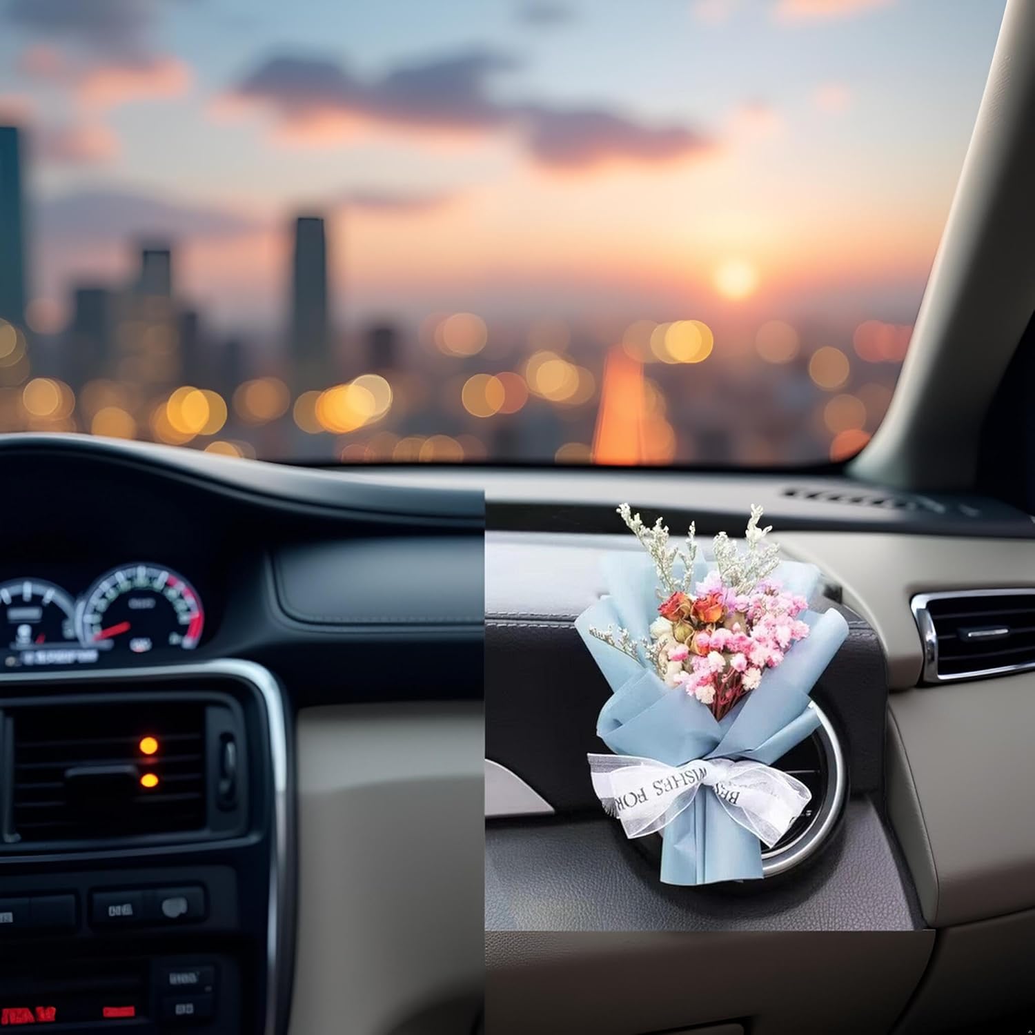 Blue Mini Dried Flower Car Air Freshener Vent Clip