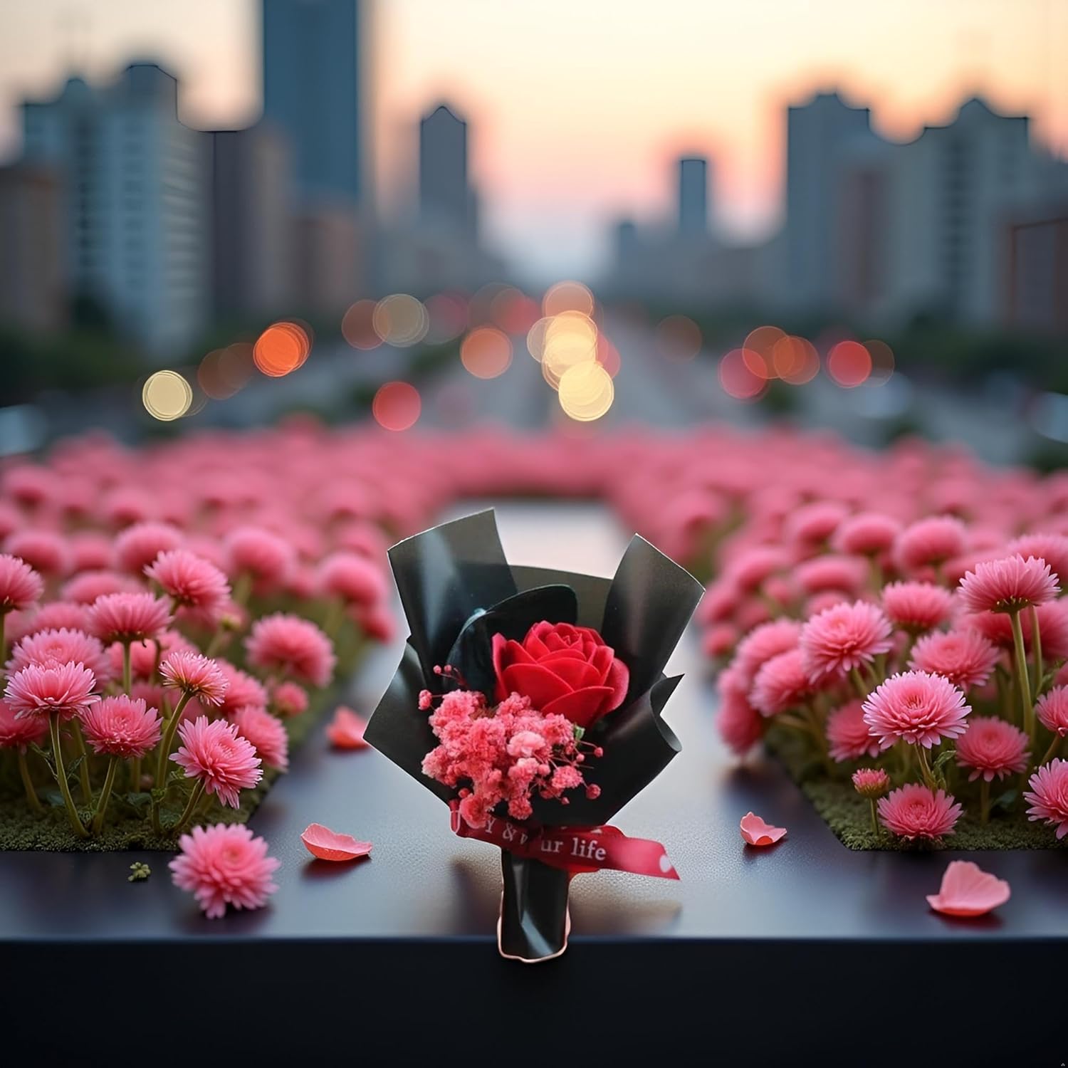 Tustao Red Mini Dried Flower Bouquet for Car Air Vent Clips