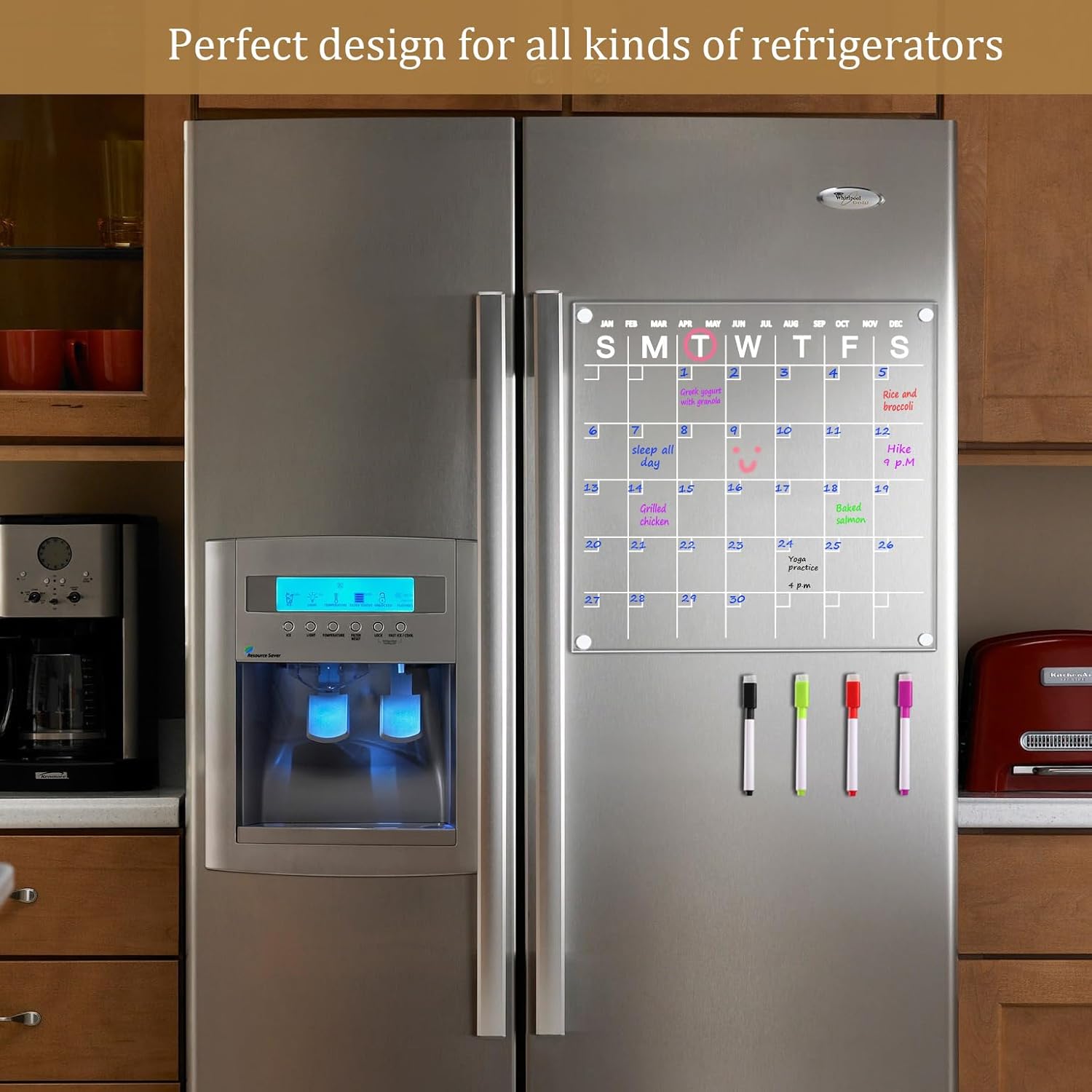OAFORE Acrylic Fridge Calendar 12x12 Magnetic Dry Erase Board