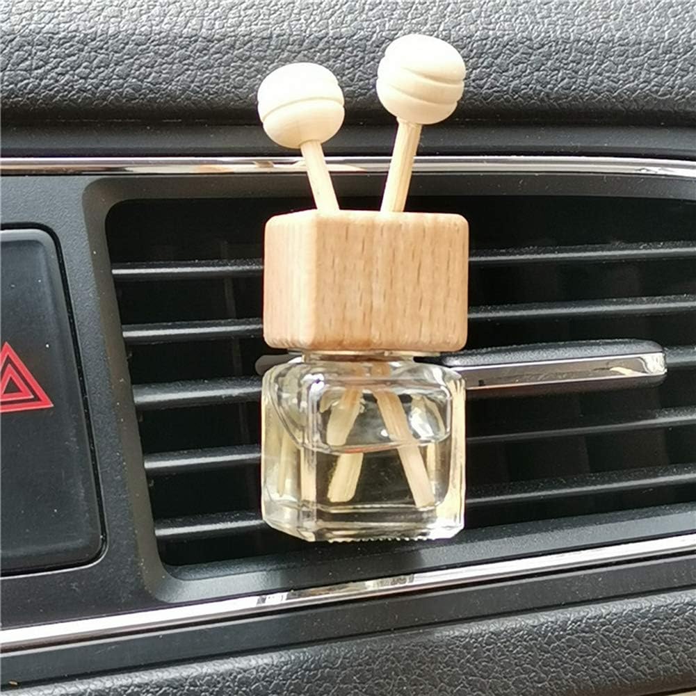 4 Pack Empty Glass Car Air Freshener Diffuser Bottles with Wood Cap