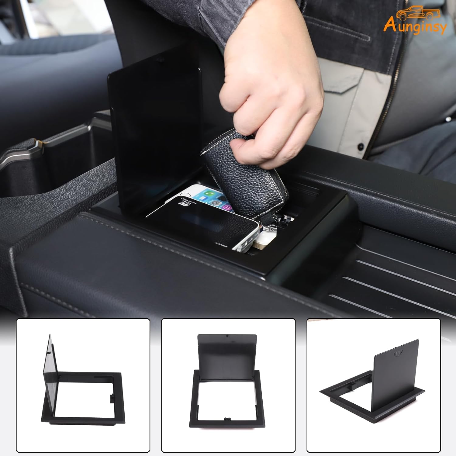 Aunginsy Armrest Storage Box Cover for Toyota Tundra 2022-2025