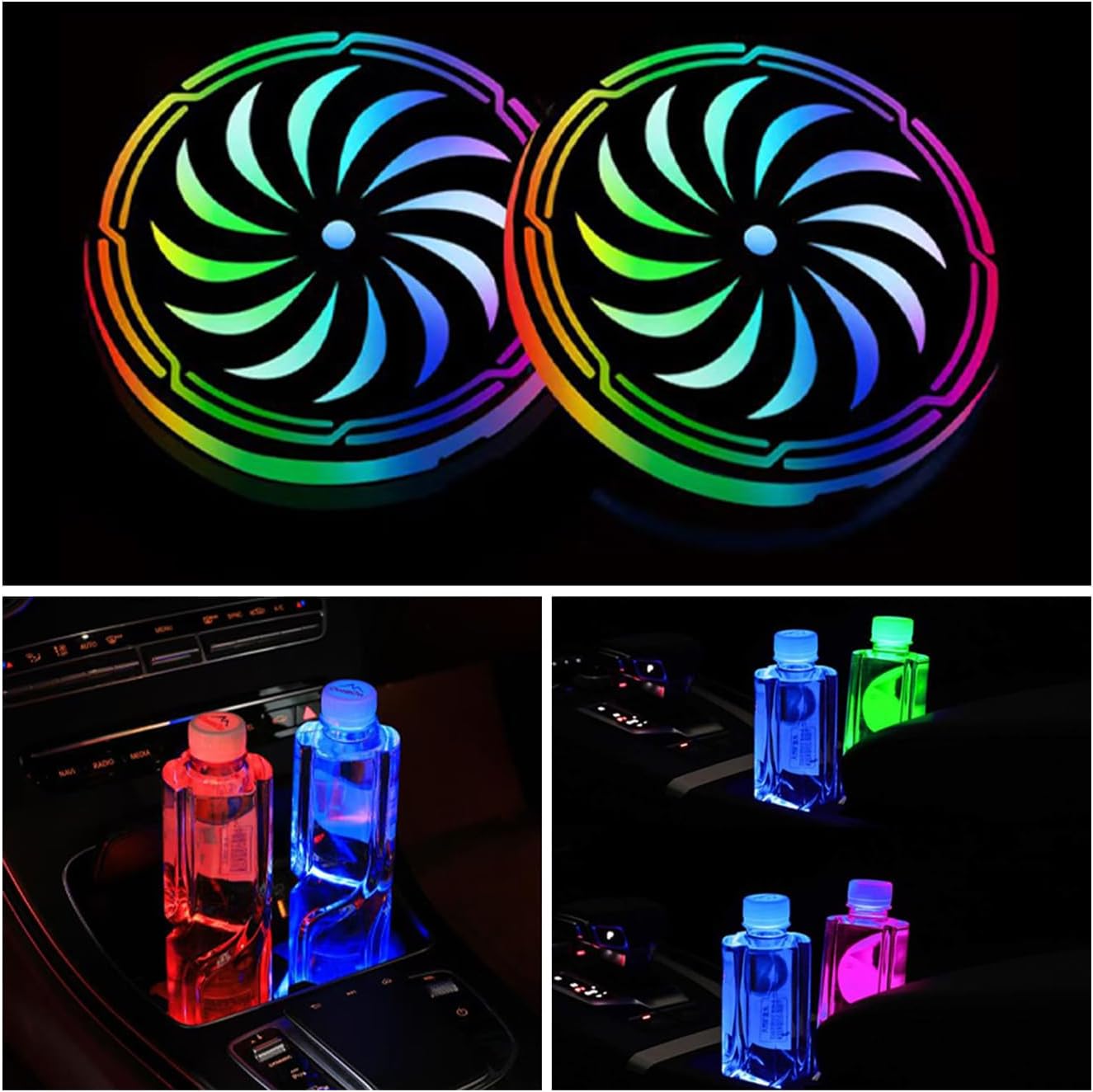 2Pcs LED Coaster Lights with 7 Color Variations