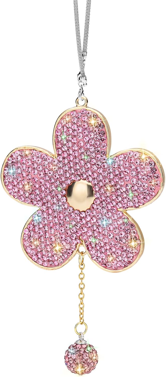Soleebee Pink Crystal Rhinestone Car Hanging Ornament