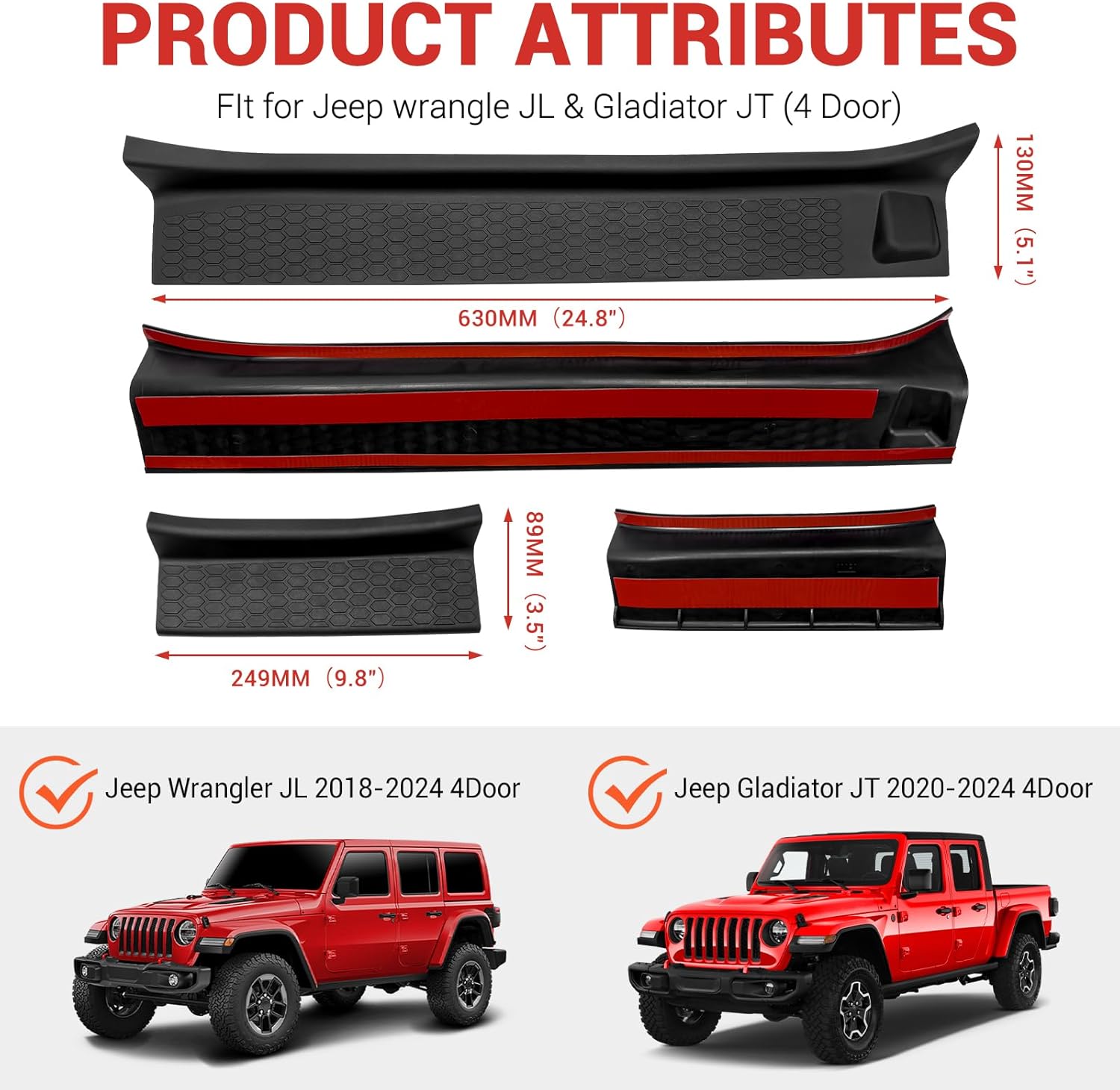 Utiiy Door Sill Guards Kit for Jeep Wrangler and Gladiator