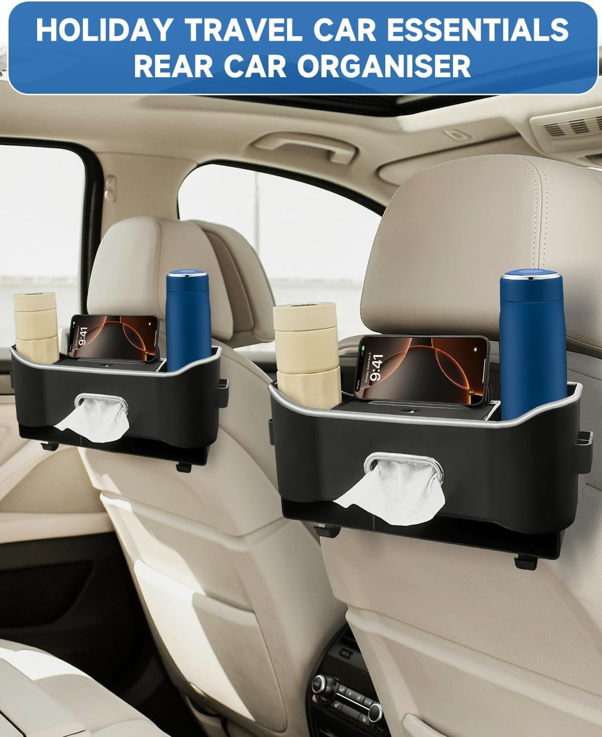 Car Seat Back Storage Box 5-in-1 Organizer