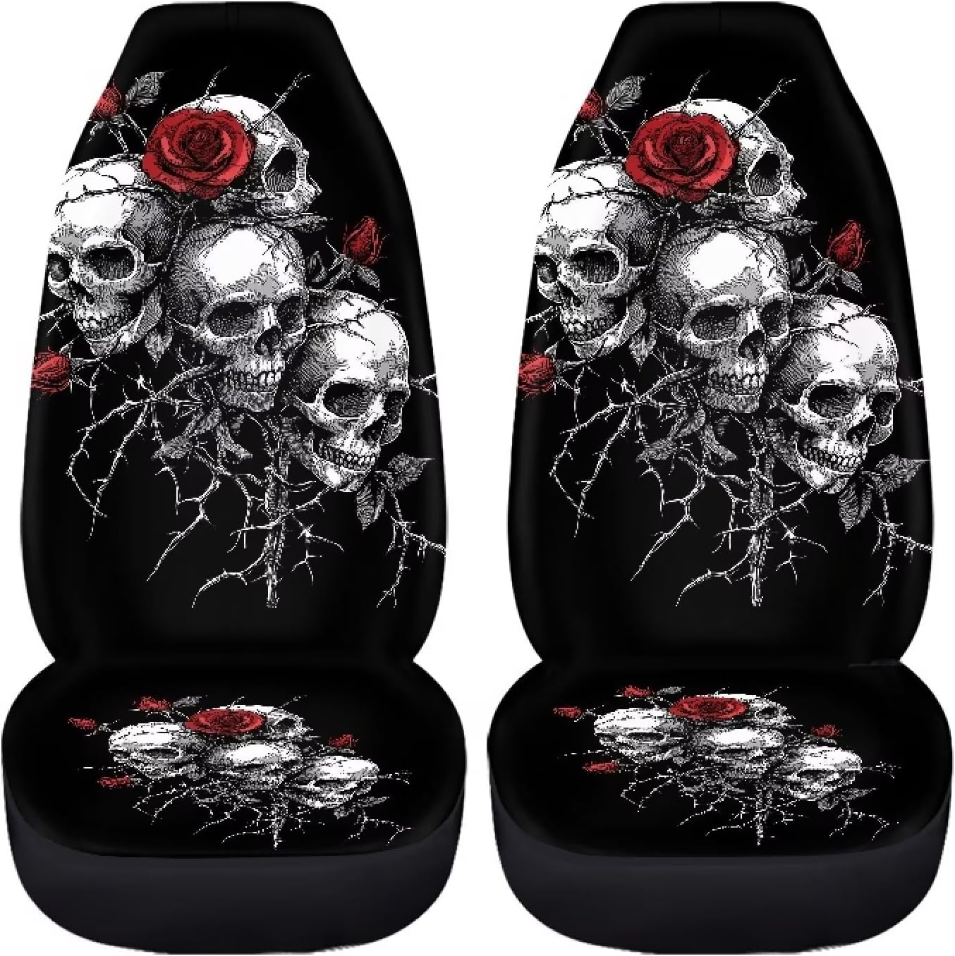 Bulopur Gothic Skull Car Seat Covers Front Set
