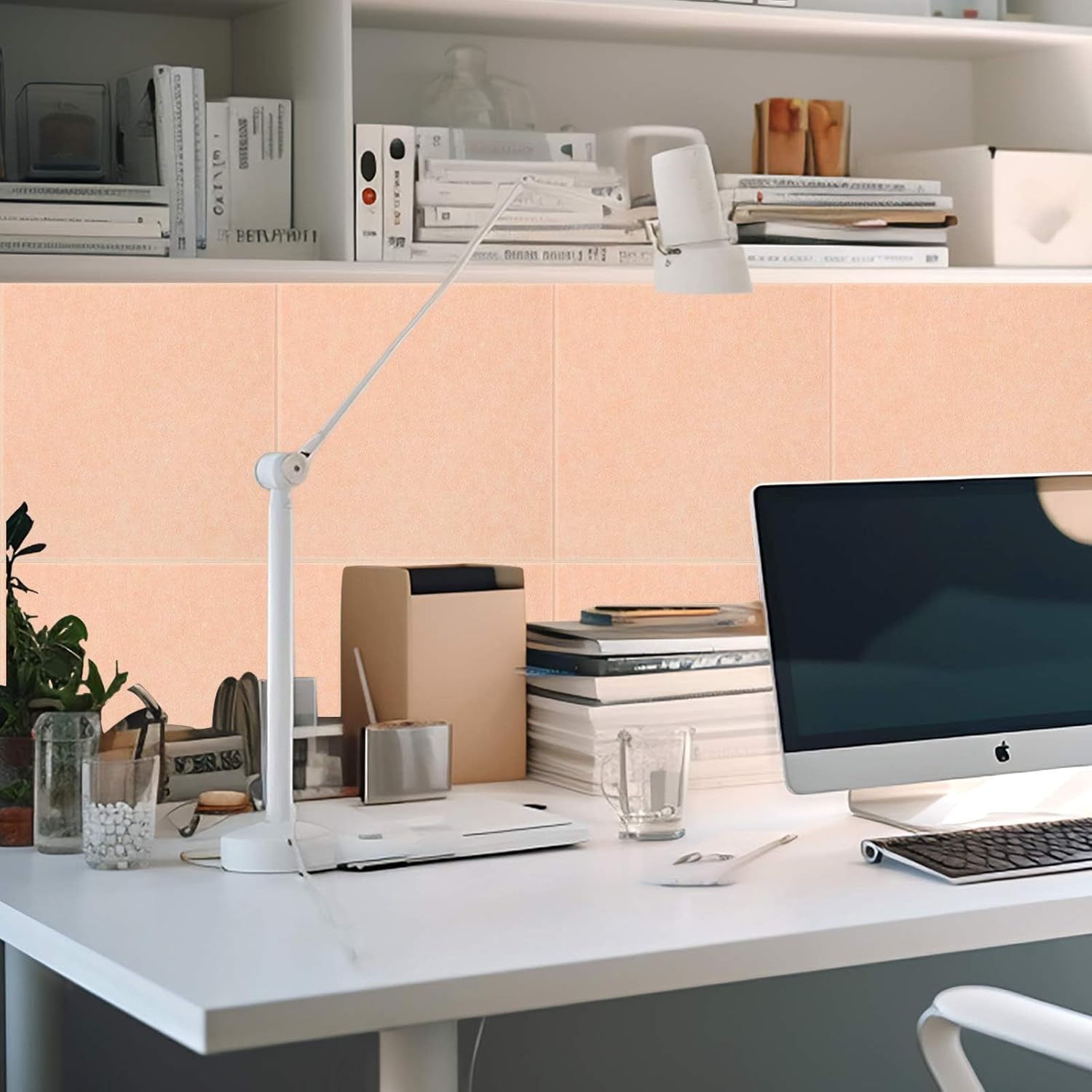 Honoson 12 Pack Light Pink Felt Wall Tiles Bulletin Board