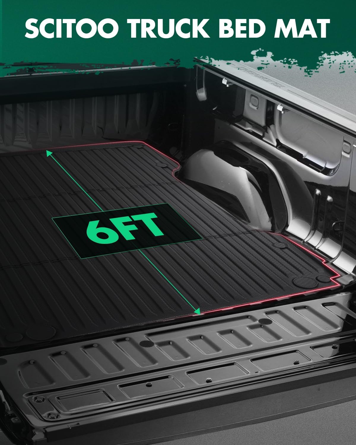 SCITOO Truck Bed Mat for 2024 Toyota Tacoma 6FT