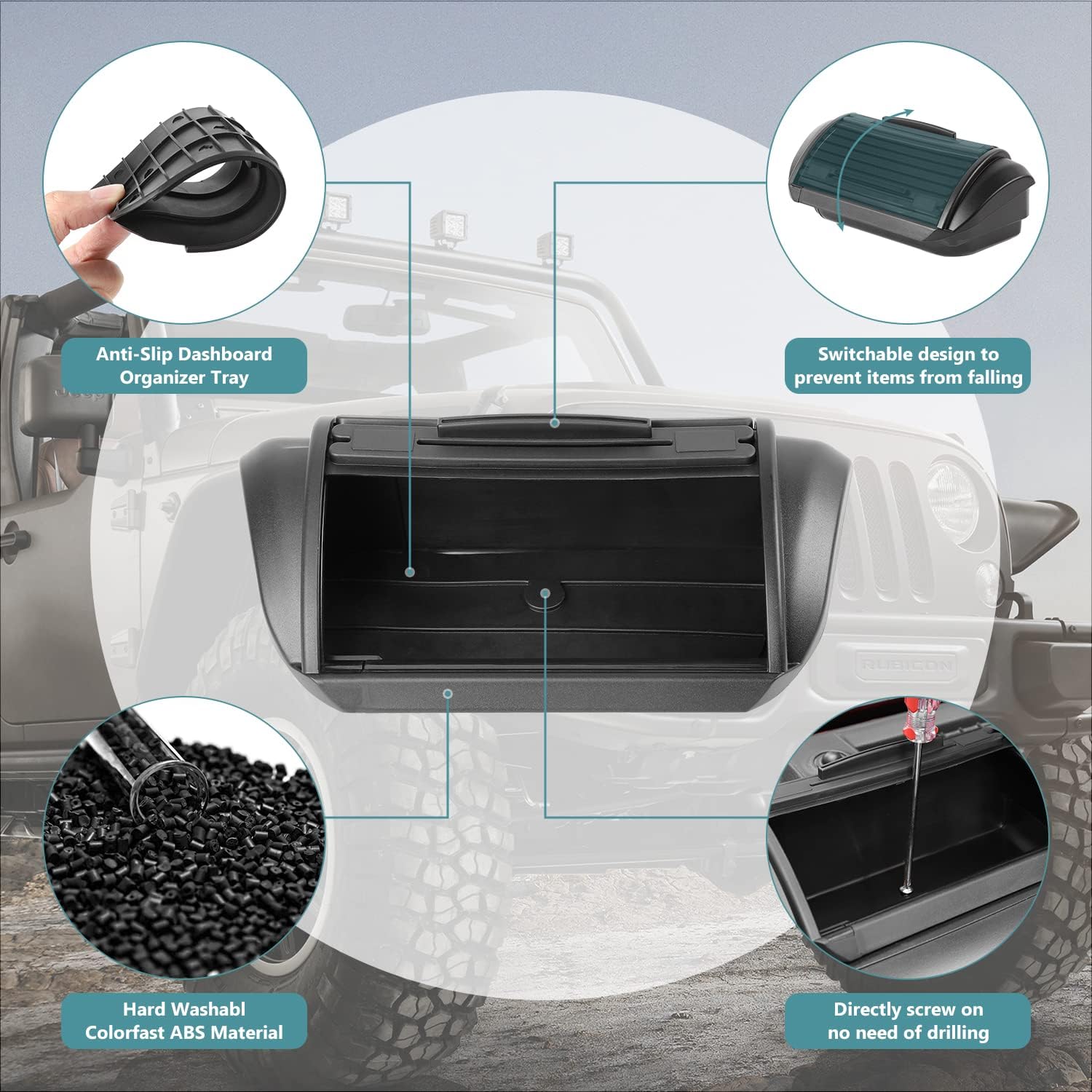 RT-TCZ Jeep Wrangler JK Dashboard Storage Tray Box