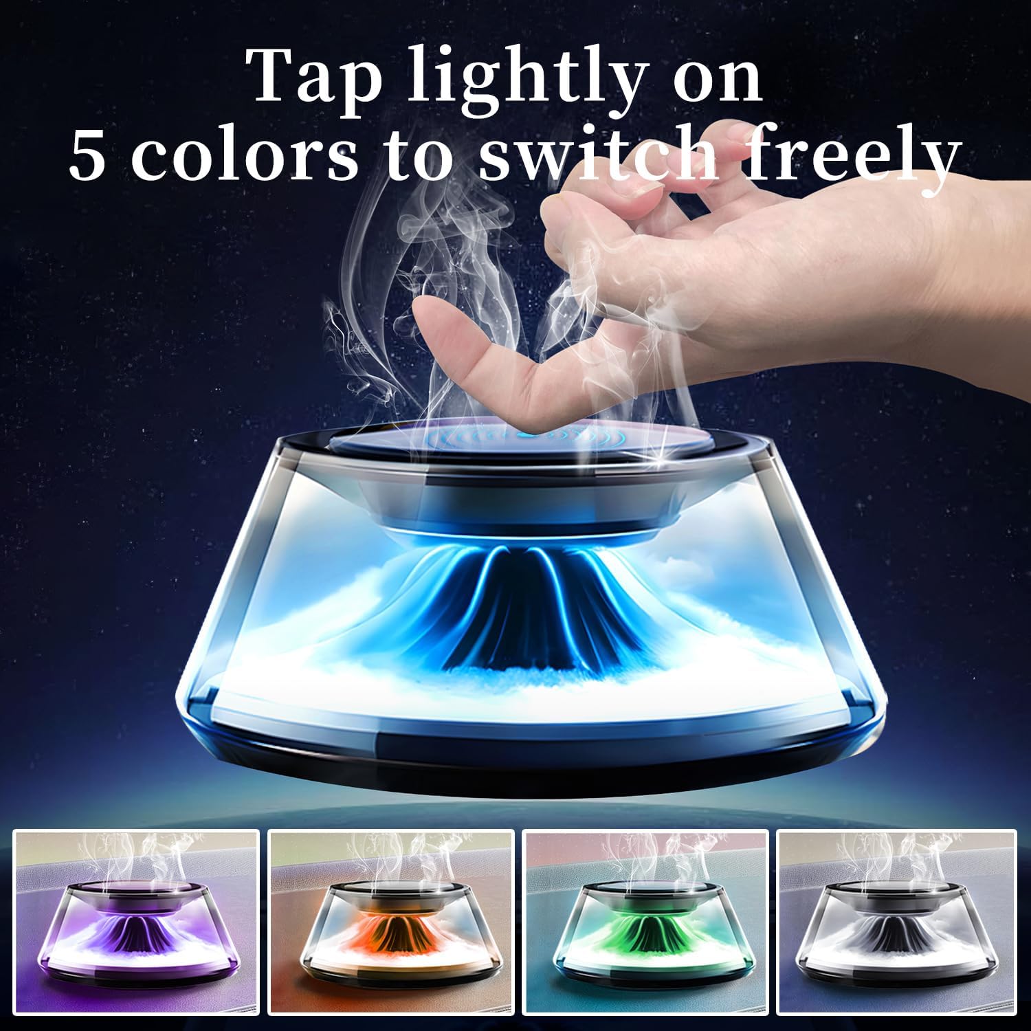 Smart Car Air Freshener with 5 Light Modes and Dual Fragrance