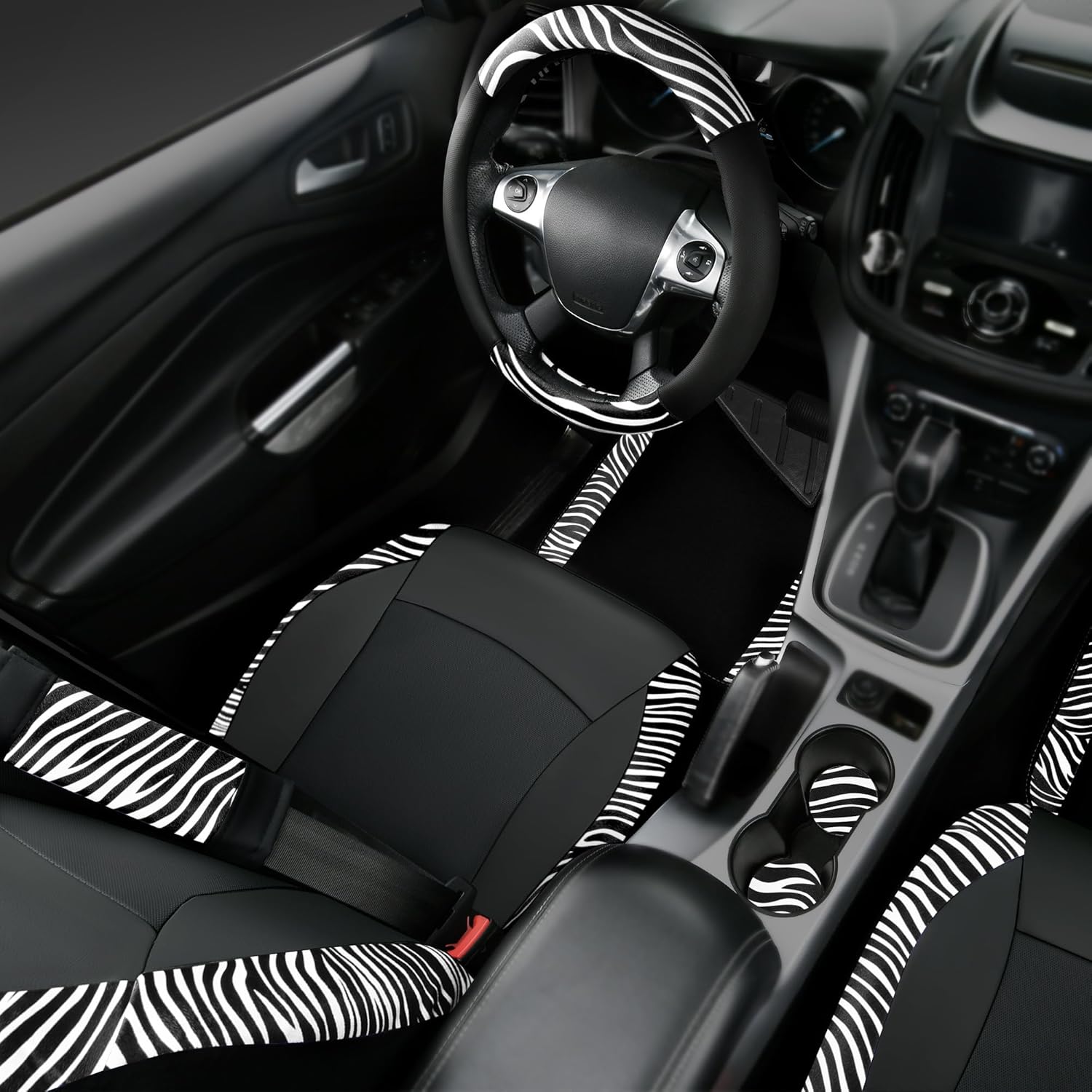 Zebra Print Car Seat Covers and Mats Universal Set