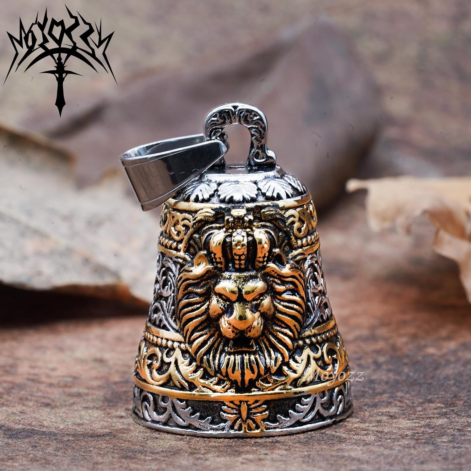 MOYOZZ Royal King Lion Head Motorcycle Bell with Hanger